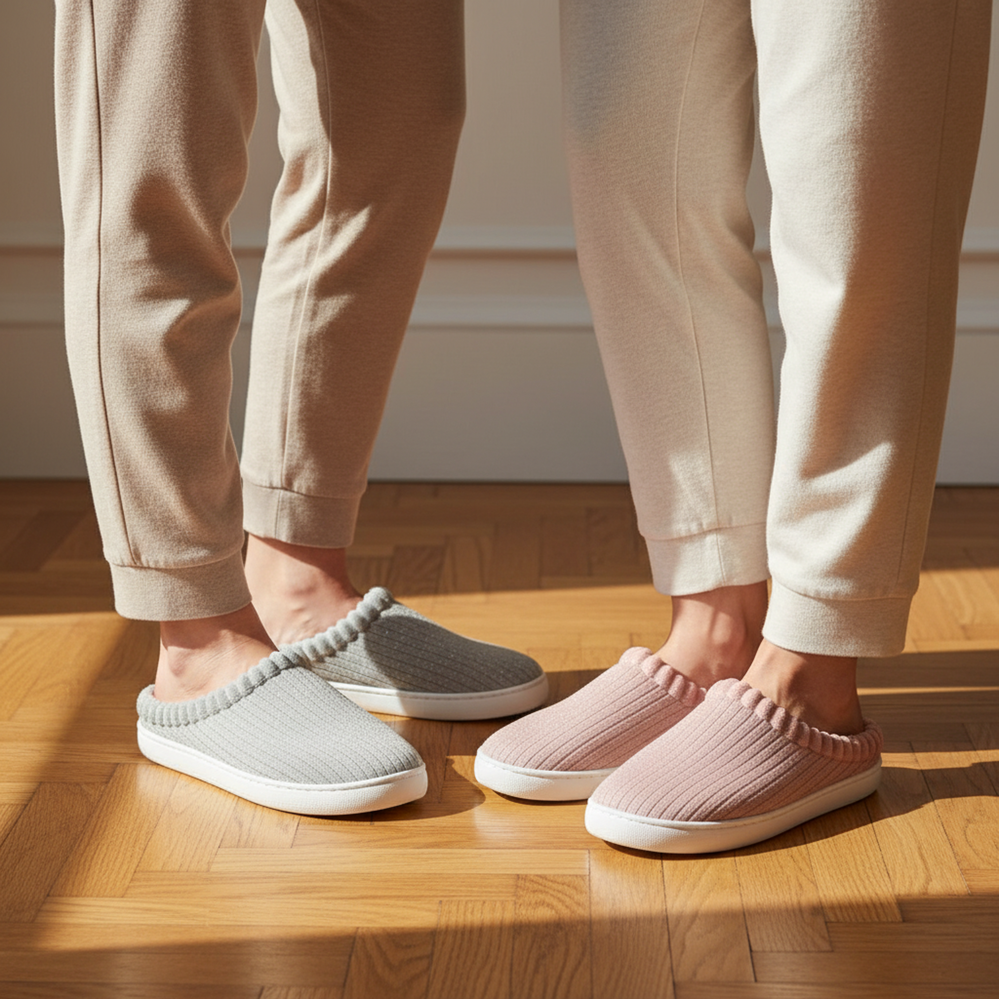 Voir la diapositive 2 : OZABI Ozabi pack 2 paires mules femme tricot côtelé pailleté fausse fourrure