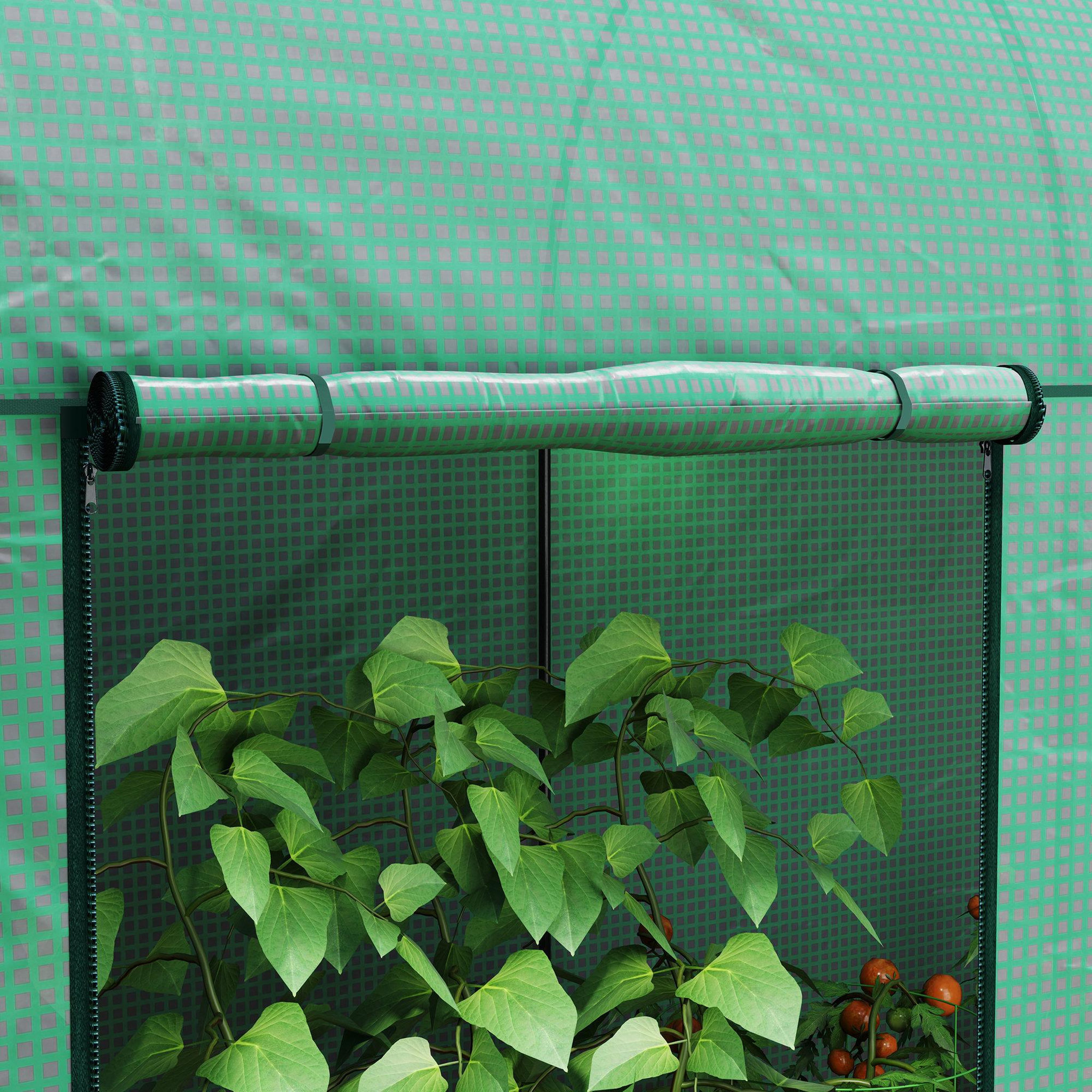 Voir la diapositive 5 : OUTSUNNY Serre de jardin 2 m² serre à tomates 2 portes acier pe vert