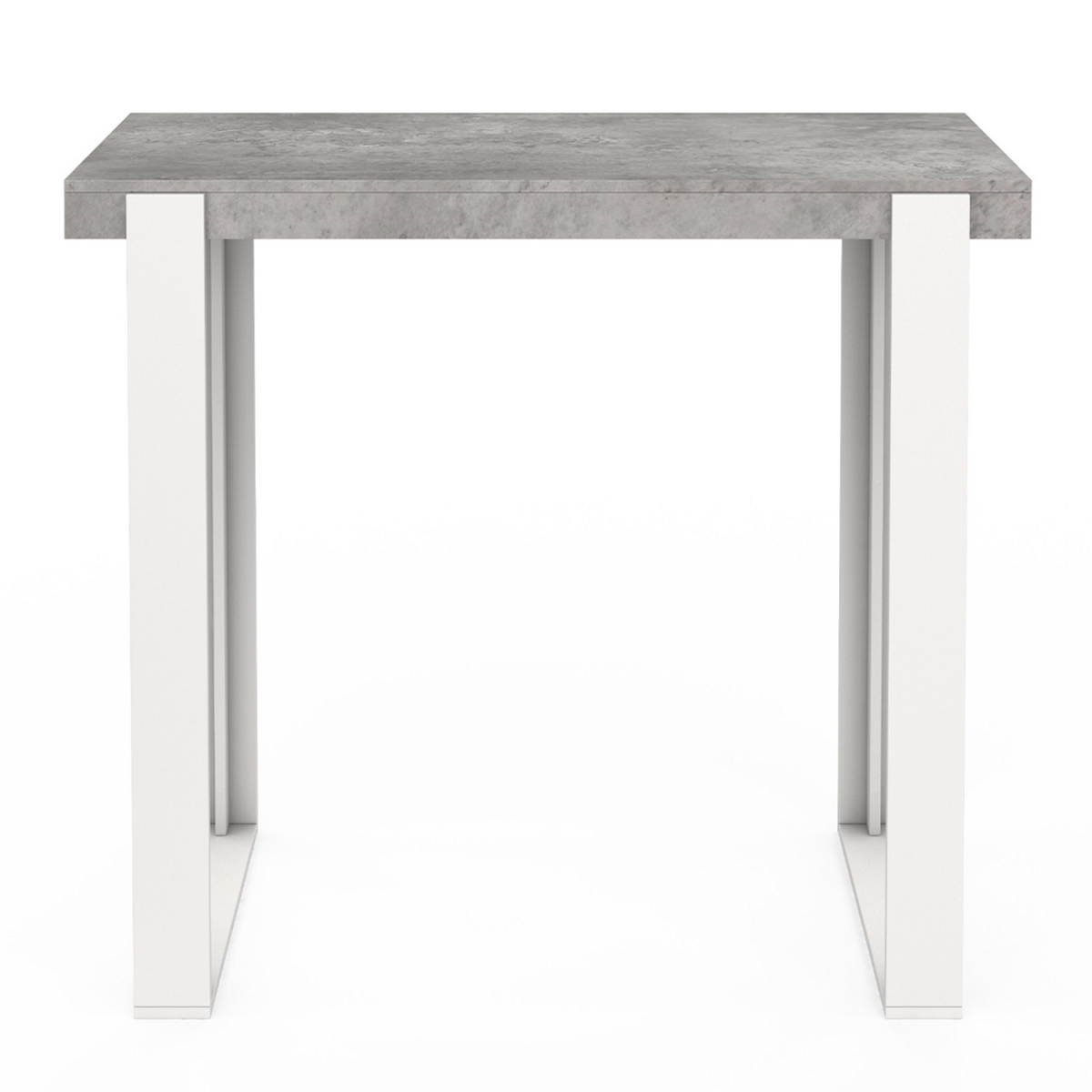 ID MARKET Table haute de bar PHOENIX effet béton et blanc 113 cm