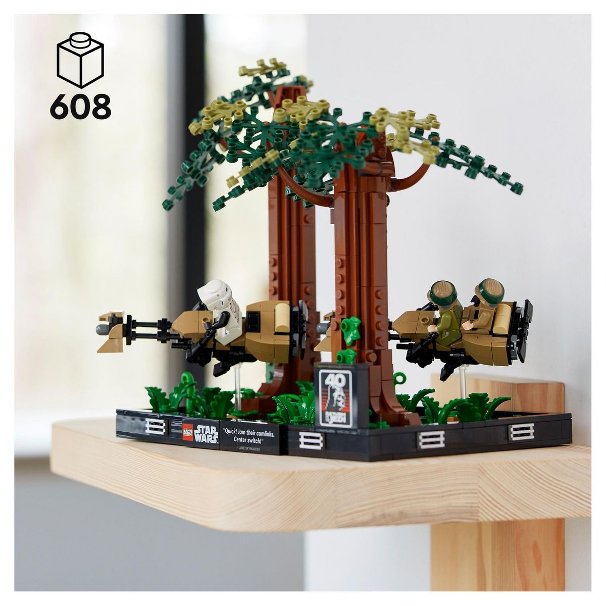 LEGO Star Wars 75353 Diorama de la Course-Poursuite en Speeder sur Endor, Maquette avec Luke Skywalker, Princesse Leia et Scout Trooper plus Speeder Bikes, Collection Le Retour du Jedi