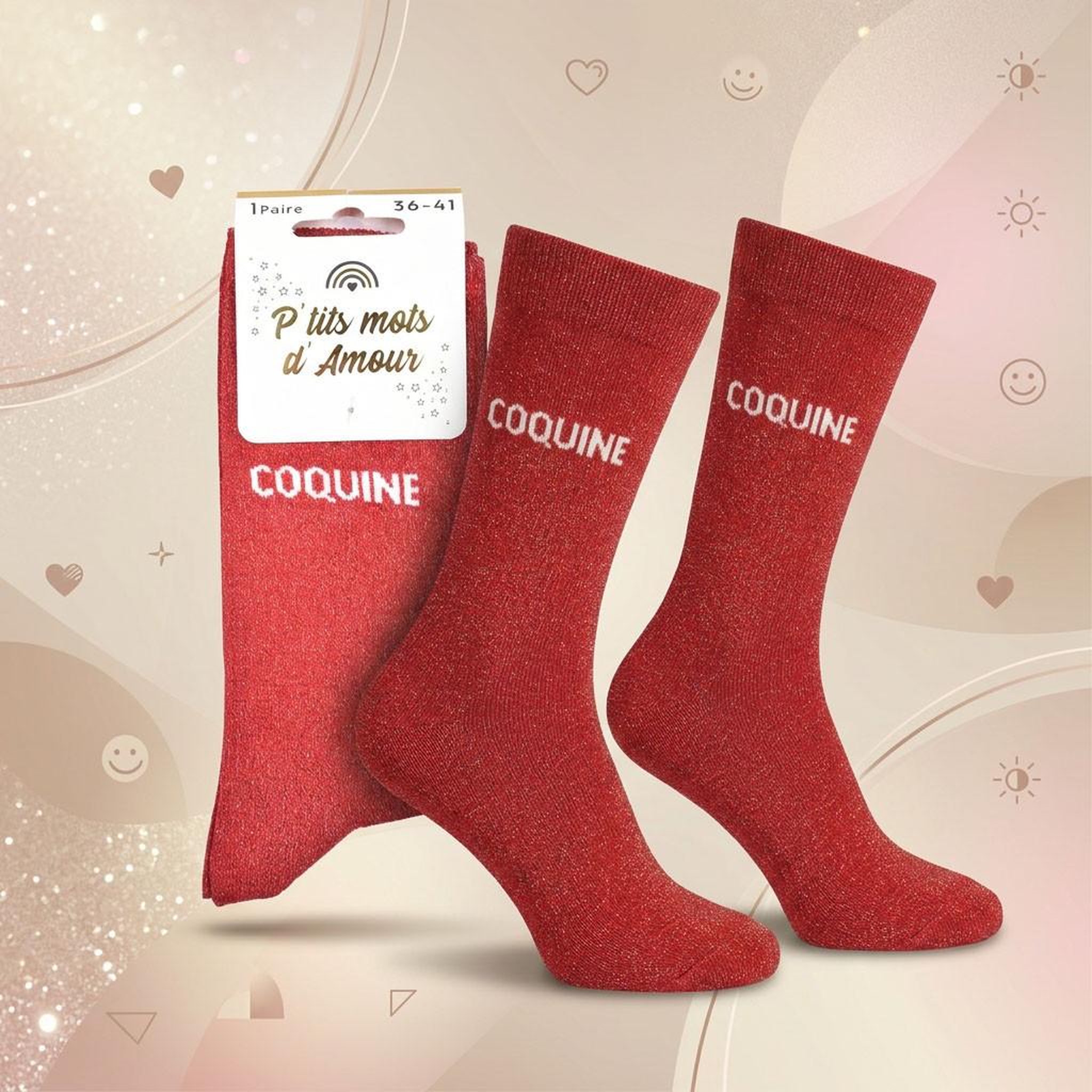 Voir la diapositive 4 : OZABI Chaussettes Femme Lurex Message Humoristique