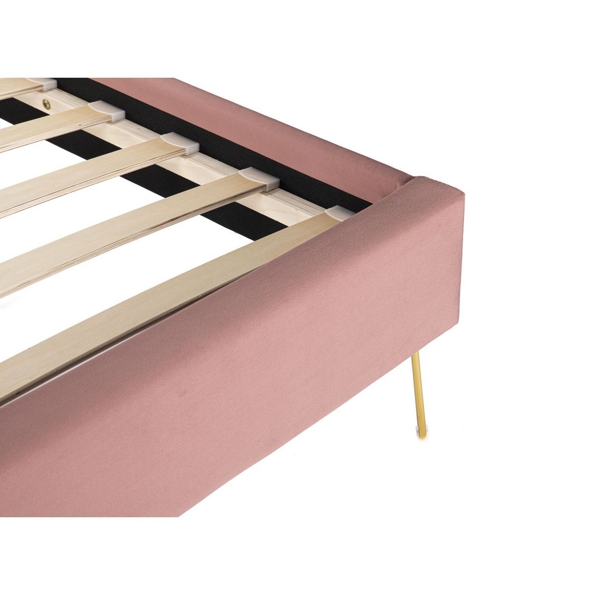 Lit avec sommier et tête de lit 90x190cm Tissu velours EMMA