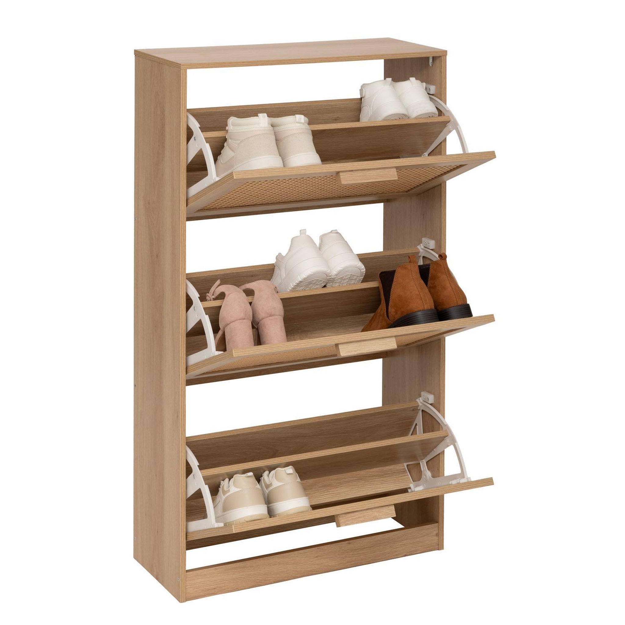 Voir la diapositive 6 : FIVE Range chaussures 3 portes effet cannage drawy - beige