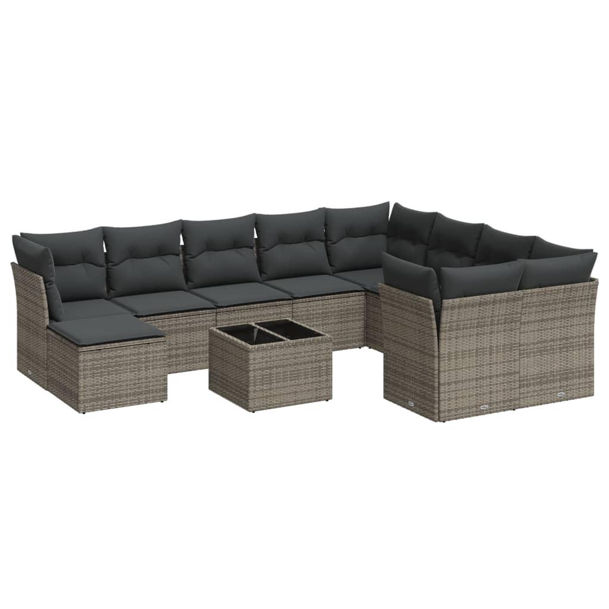 Voir la diapositive 2 : VIDAXL Salon de jardin 11 pcs avec coussins gris resine tressee