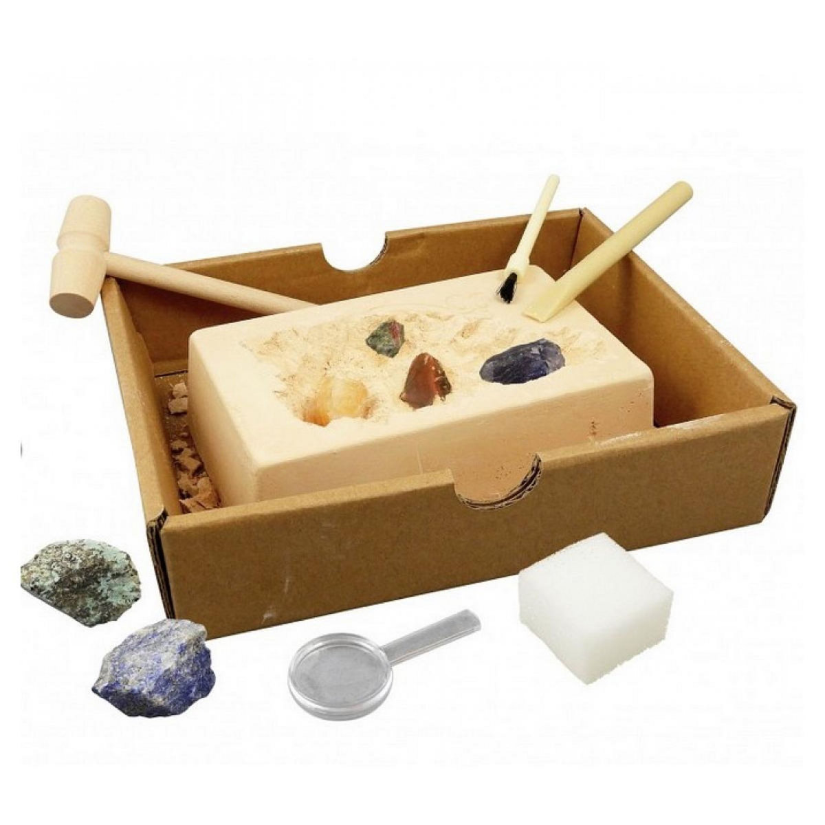 BUKI Kit d'Exploration de Roches et Minéraux - Découverte de 7 Pierres Précieuses à Déterrer