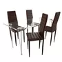 VIDAXL Lot de 4 chaises marron aux lignes fines avec une table en verre