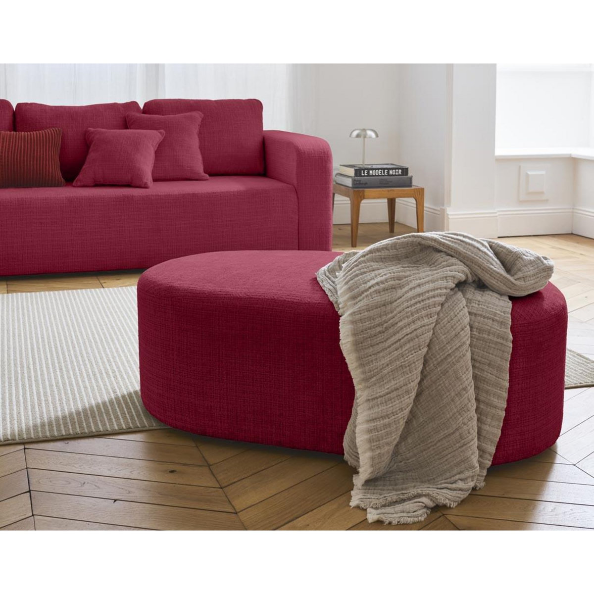 BEST MOBILIER Miro - pouf en velours texturé