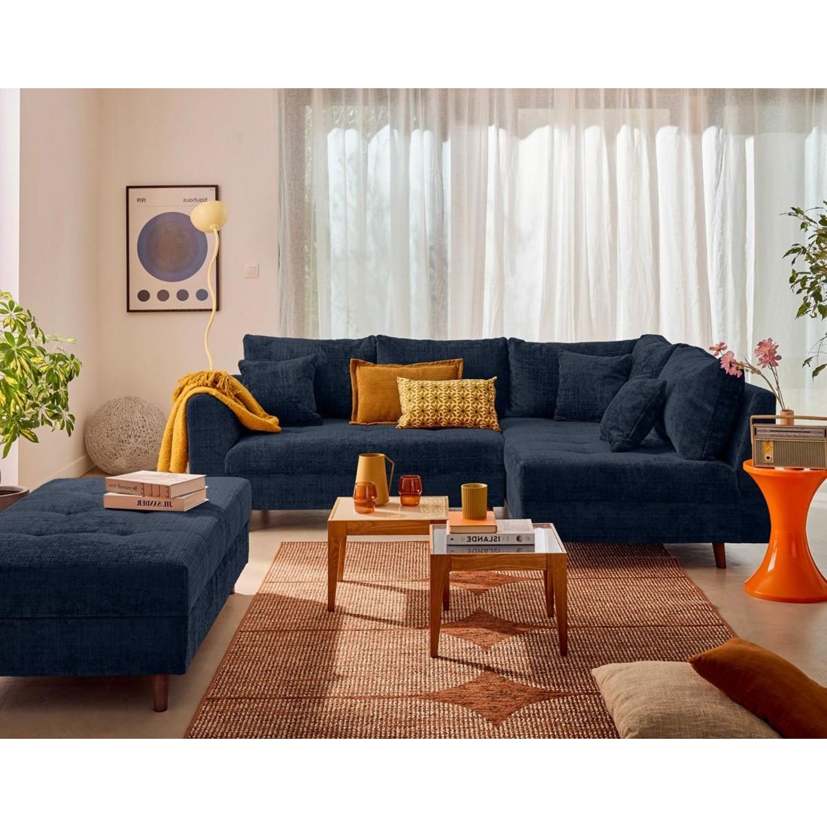 LISA DESIGN Rune - canapé d'angle droit 4 places en velours texturé