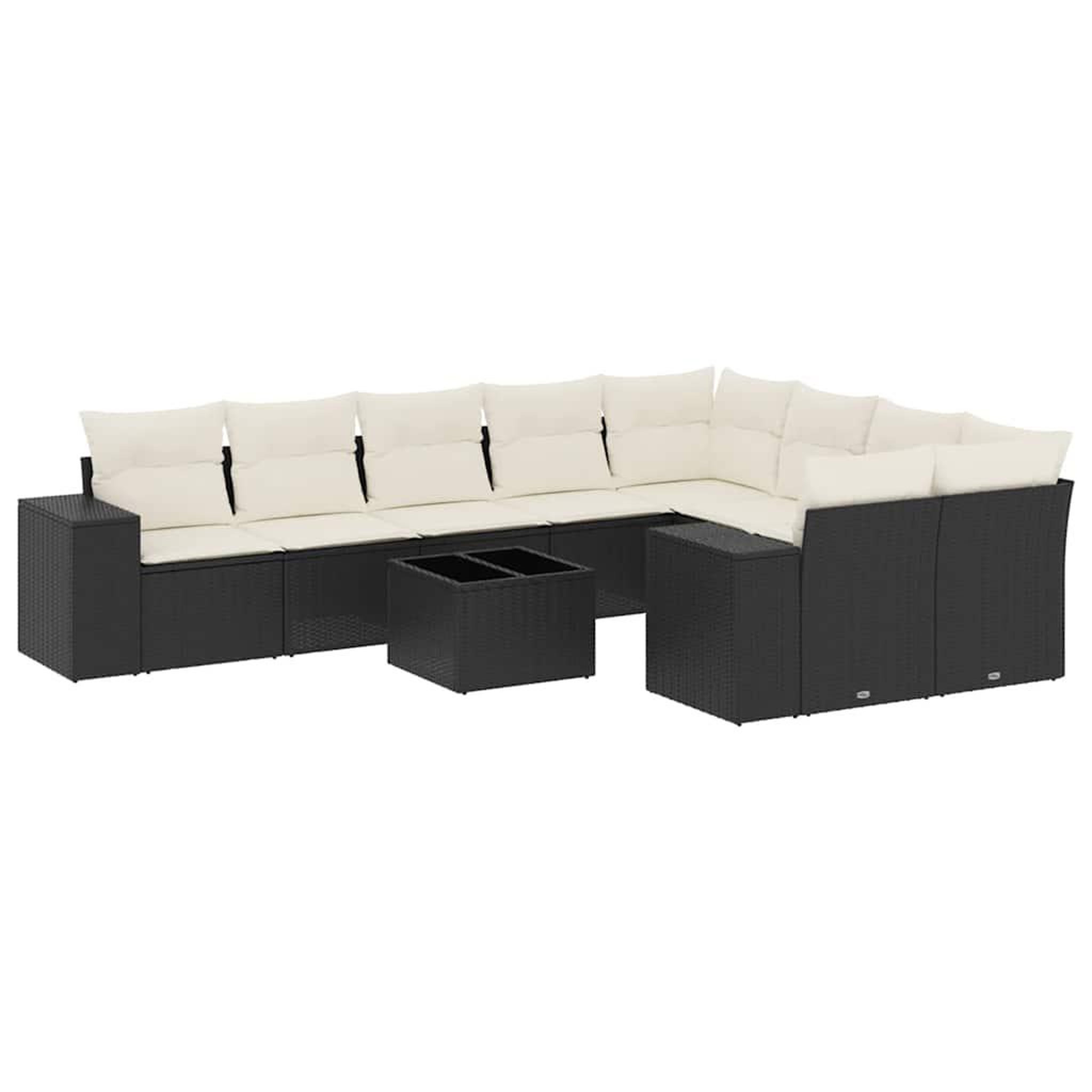 Voir la diapositive 2 : VIDAXL Salon de jardin 10 pcs avec coussins noir resine tressee
