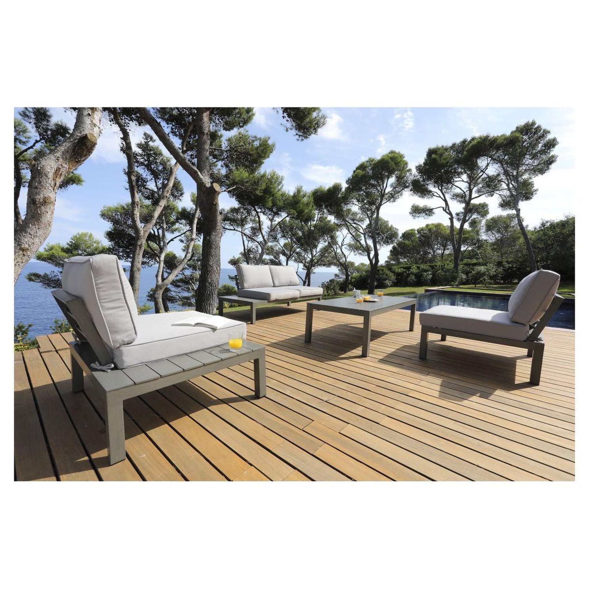 Voir la diapositive 1 : Salon bas de jardin 4 personnes en aluminium MAGNOLIA