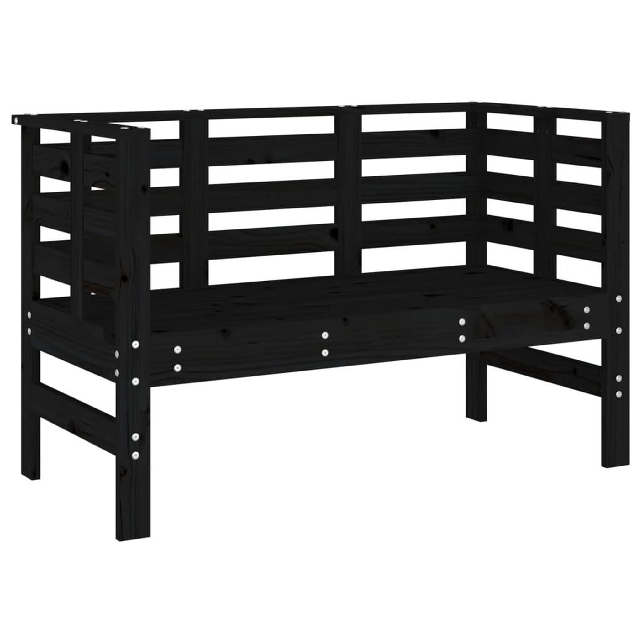 Voir la diapositive 2 : VIDAXL Banc de jardin noir 111,5x53x71 cm bois massif de pin