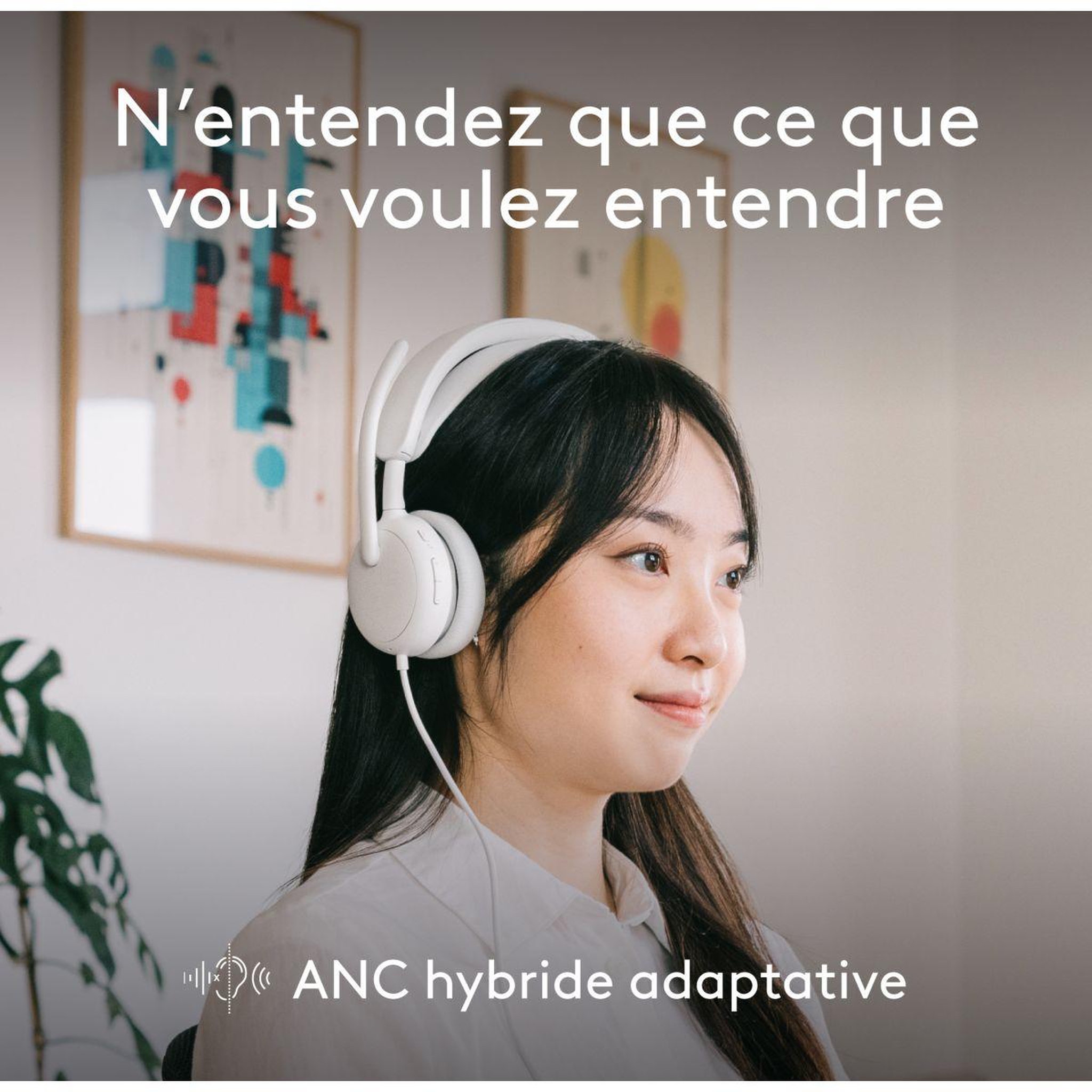 Voir la diapositive 2 : Logitech Micro-casque zone wired 2 off white
