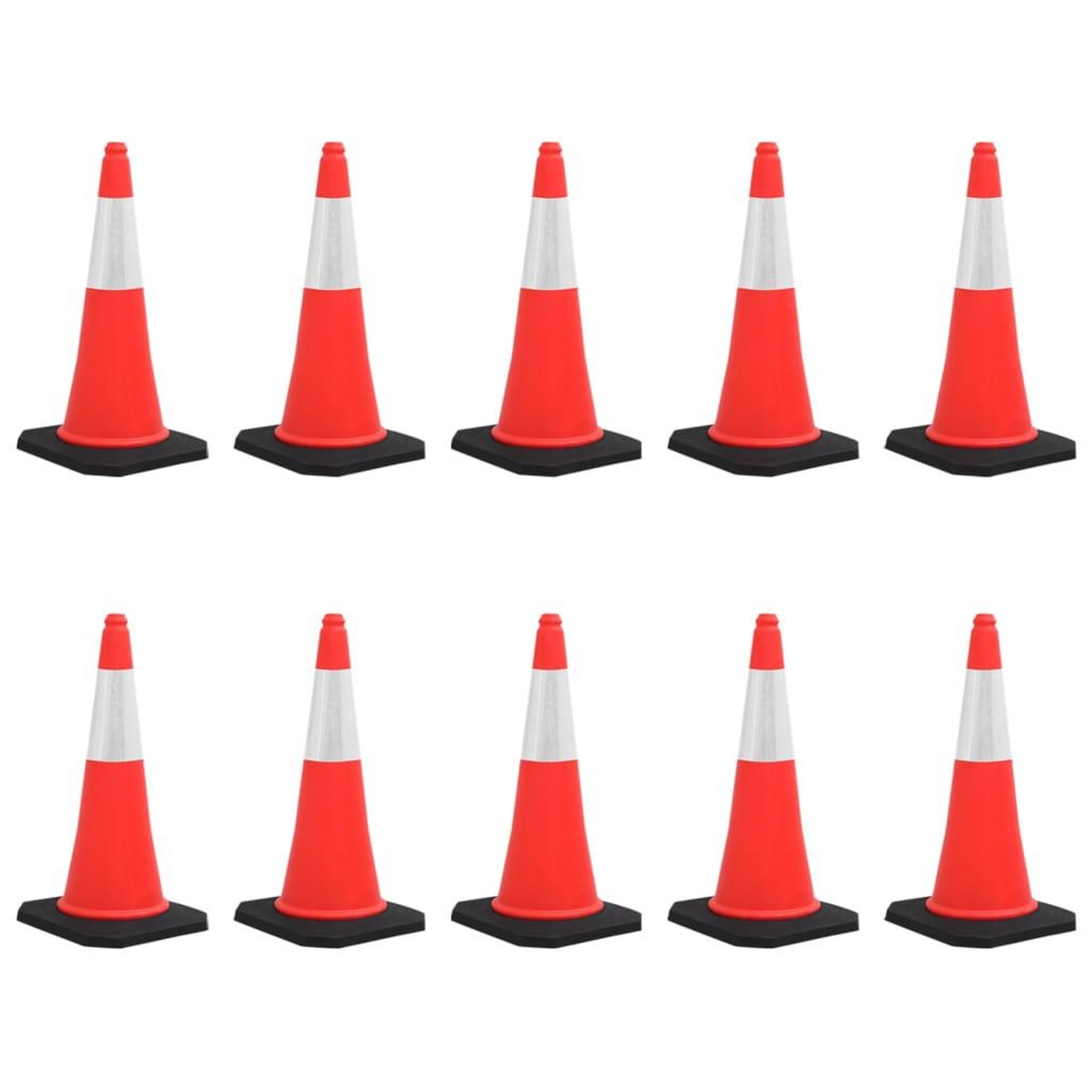 VIDAXL Cones de signalisation reflechissants a base lourde 10 pcs 75cm