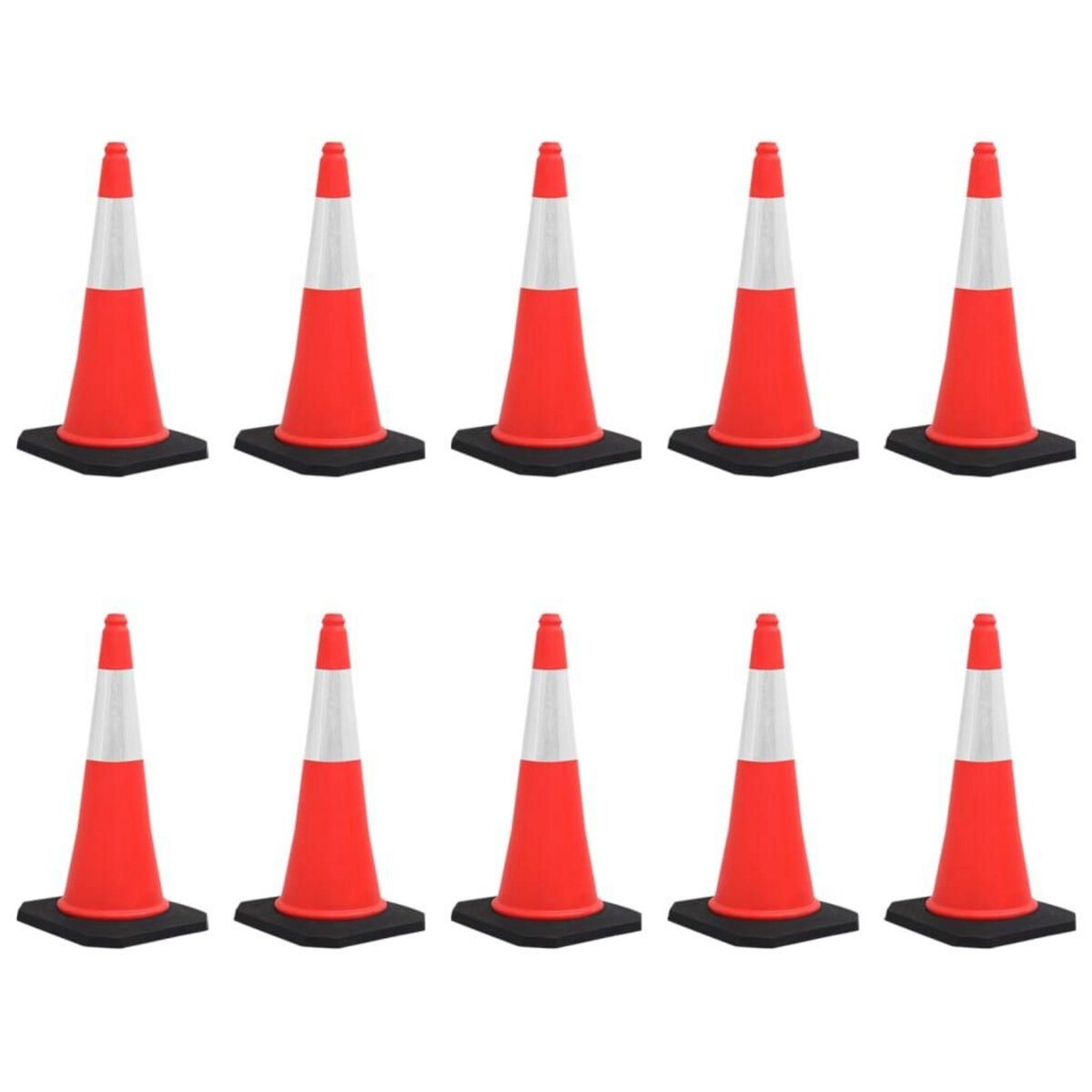 VIDAXL Cones de signalisation reflechissants a base lourde 10 pcs 75cm