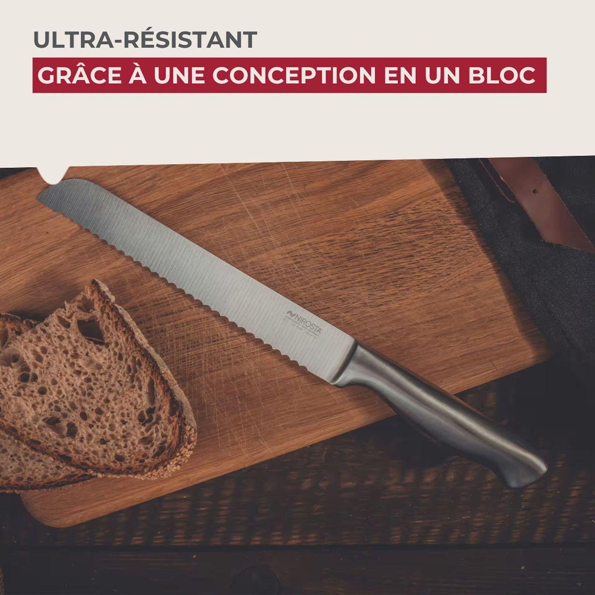 NIROSTA Couteau à pain en inox 33,5 cm en tout Nirosta