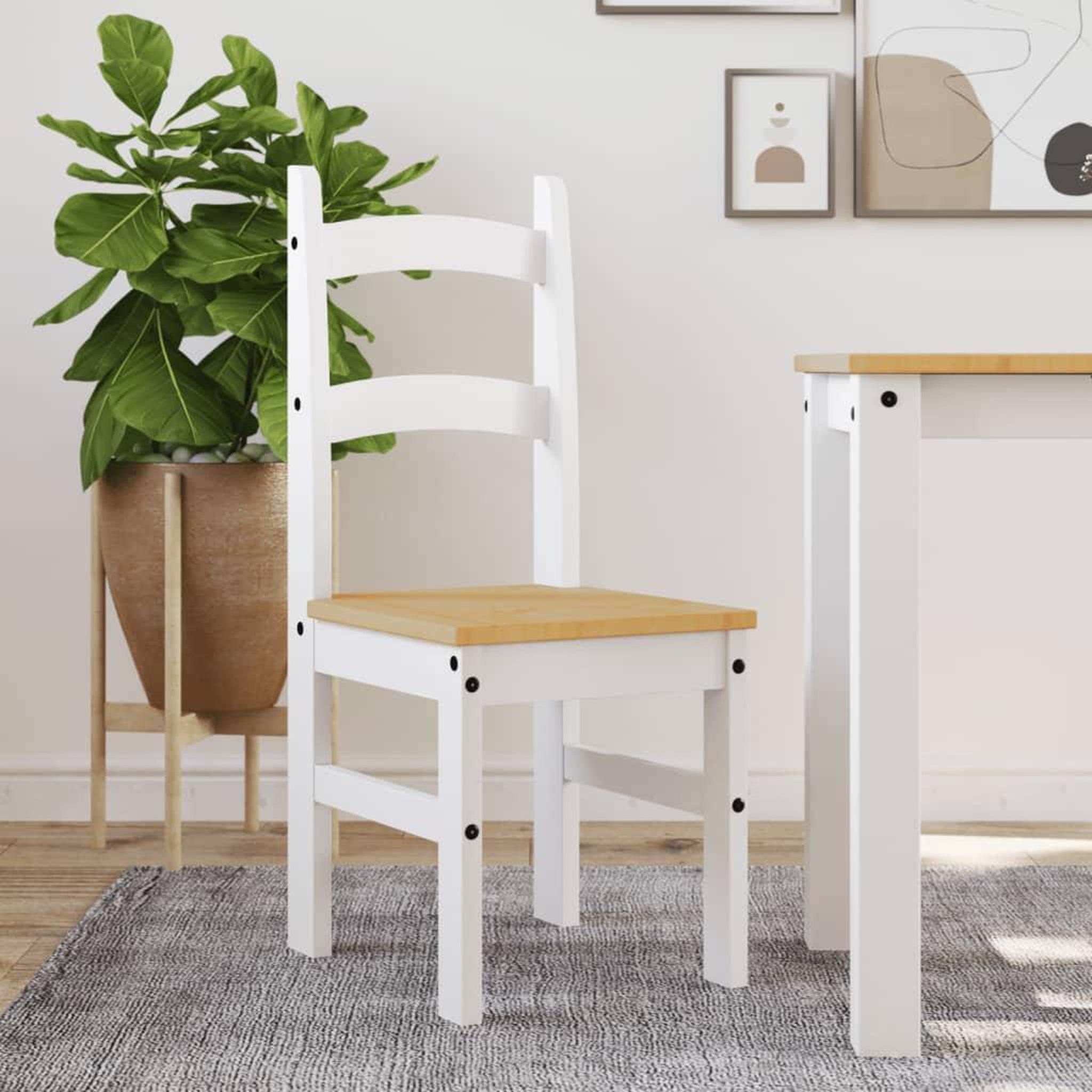 VIDAXL Chaises a manger lot de 2 blanc 40x46x99 cm bois massif de pin