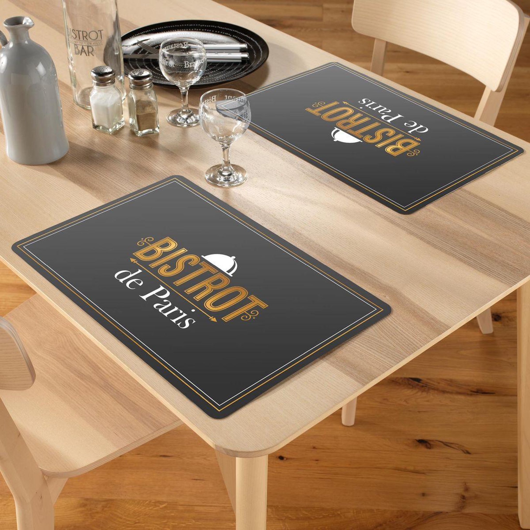 Voir la diapositive 4 : Douceur d'Intérieur Set de Table à Inscriptions  Repas  28x44cm Noir