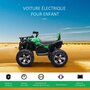 HOMCOM Voiture 4x4 quad buggy électrique enfant 12 V 5 Km/h max. effets lumineux sonores selle avec dossier porte-bagage avant métal PP vert noir