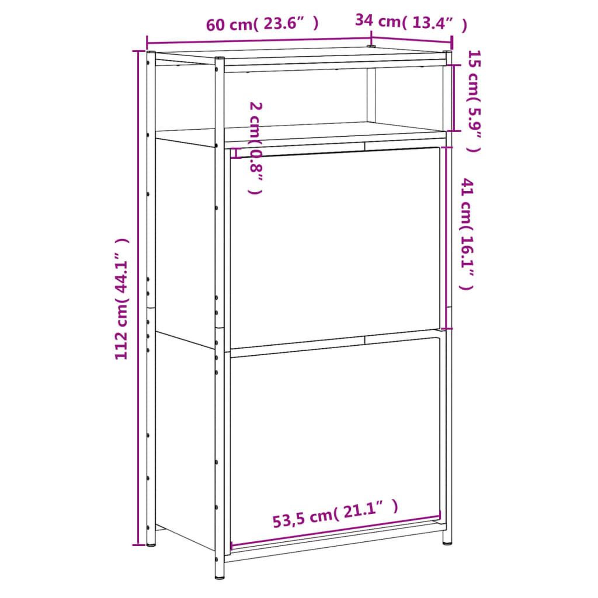 Voir la diapositive 6 : VIDAXL Armoire a chaussures chene fume 60x34x112 cm bois d'ingenierie