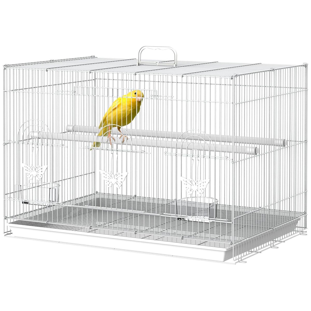 PAWHUT Volière cage à oiseaux sur roulettes design maison