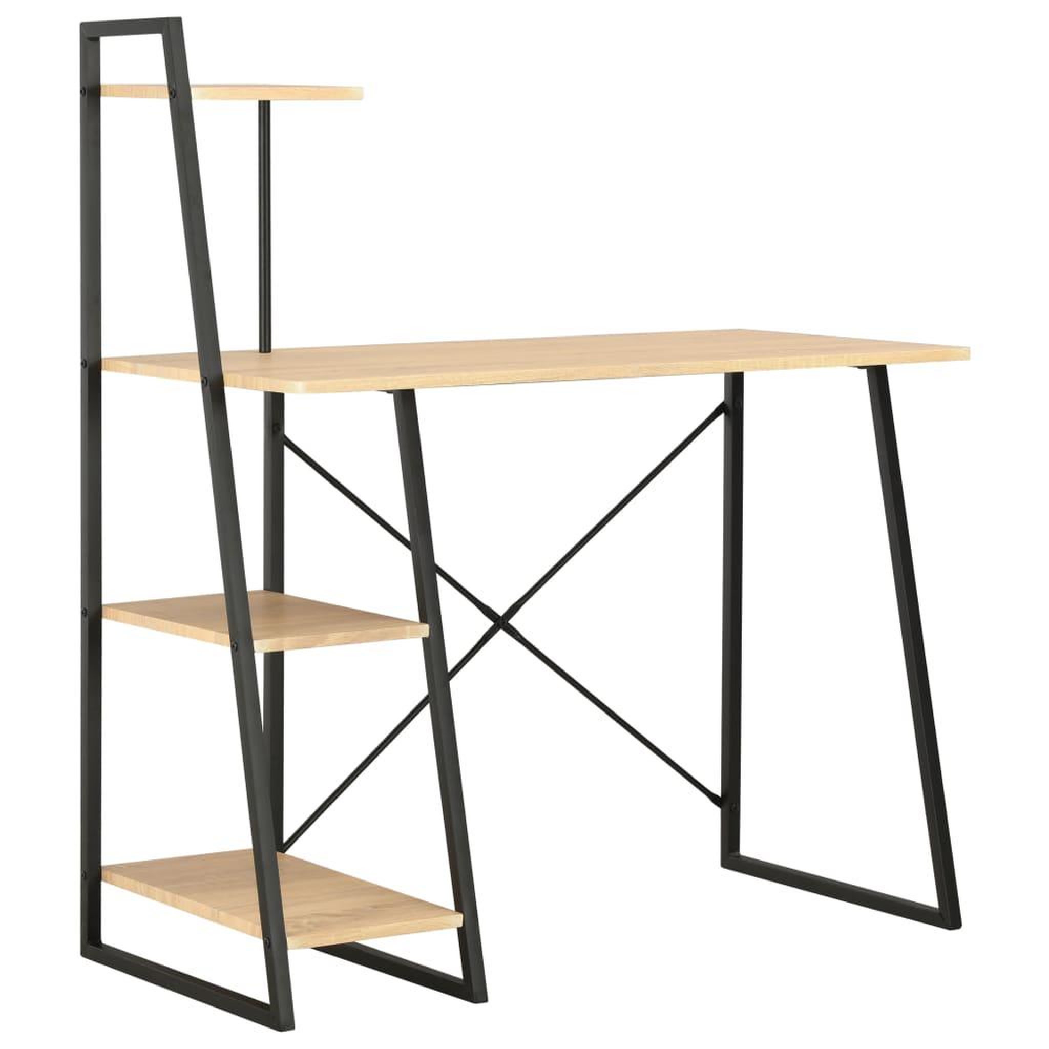 Voir la diapositive 1 : VIDAXL Bureau avec etagere Noir et chene 102x50x117 cm
