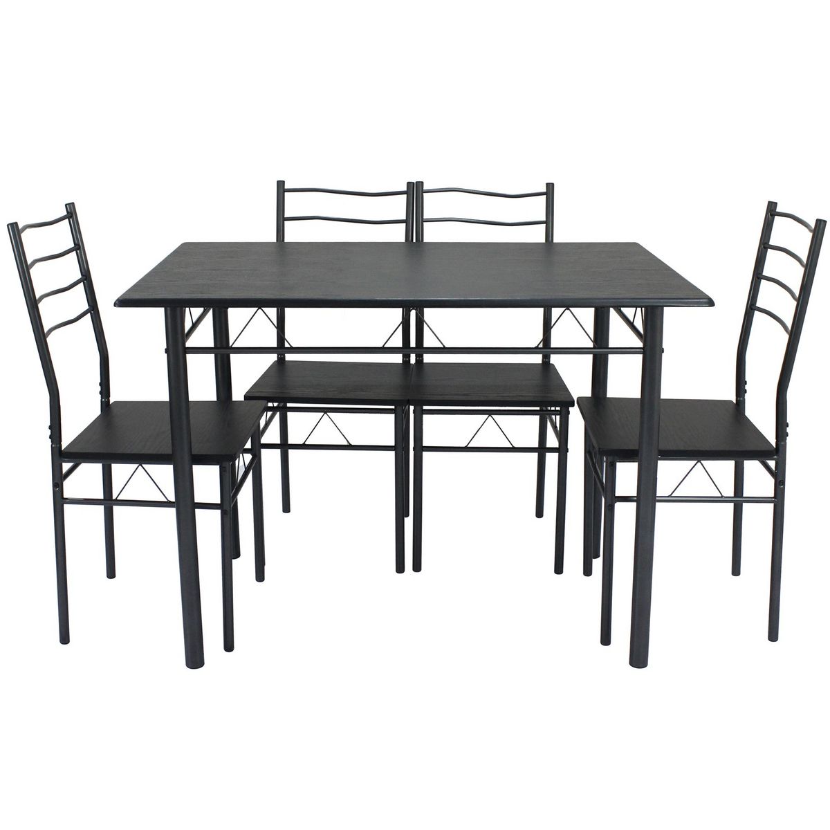 VS VENTA-STOCK Ensemble de Table et 4 chaises Lima pour Salle à Manger Noir/Gris