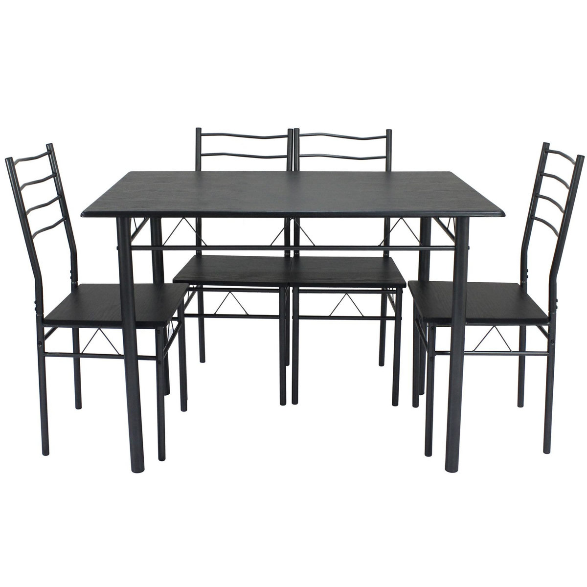 VS VENTA-STOCK Ensemble de Table et 4 chaises Lima pour Salle à Manger Noir/Gris