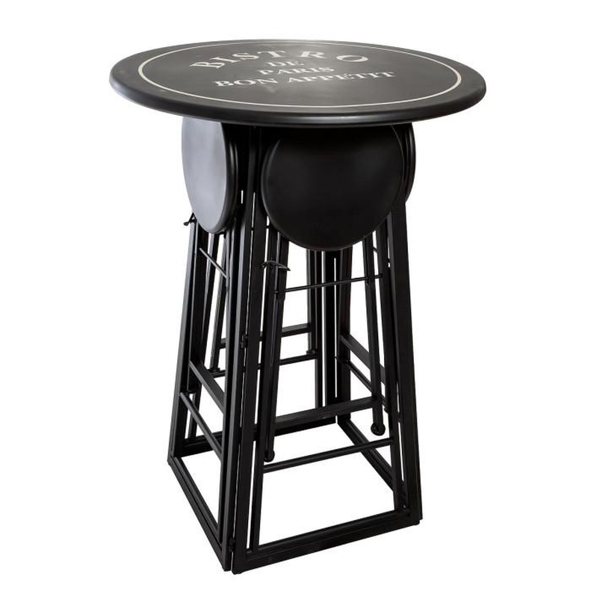 Voir la diapositive 2 : ATMOSPHERA Ensemble Table de Jardin & 4 Chaises  To Paris  77cm Noir
