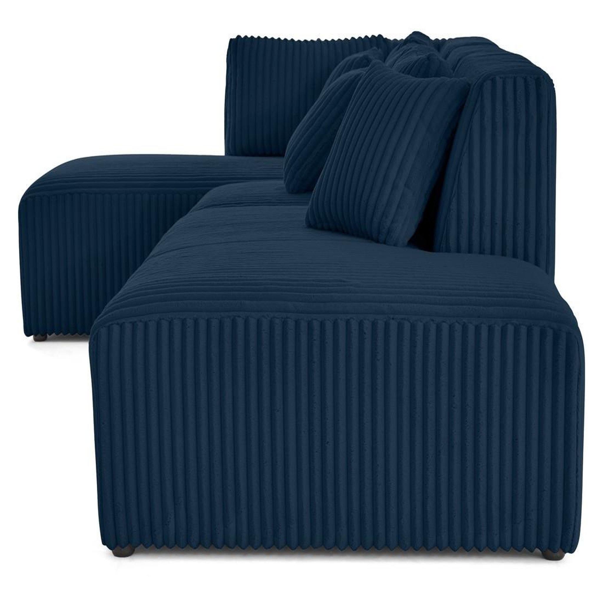 Voir la diapositive 3 : LISA DESIGN Victoire - canapé modulable d'angle gauche 5 places en velours côtelé grosses côtes