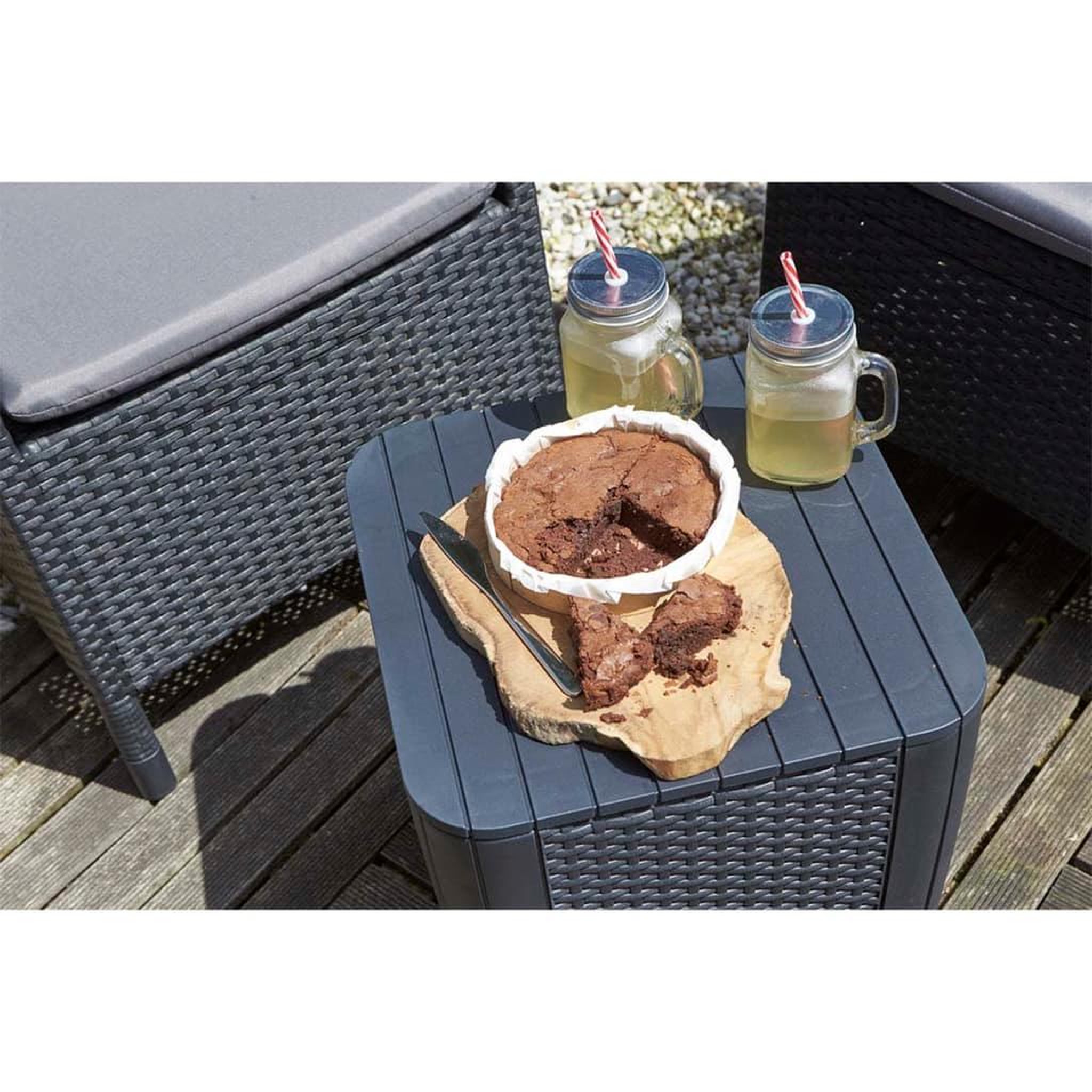 Voir la diapositive 3 : Keter Keter Table d'appoint de jardin Luzon Osier plat Graphite