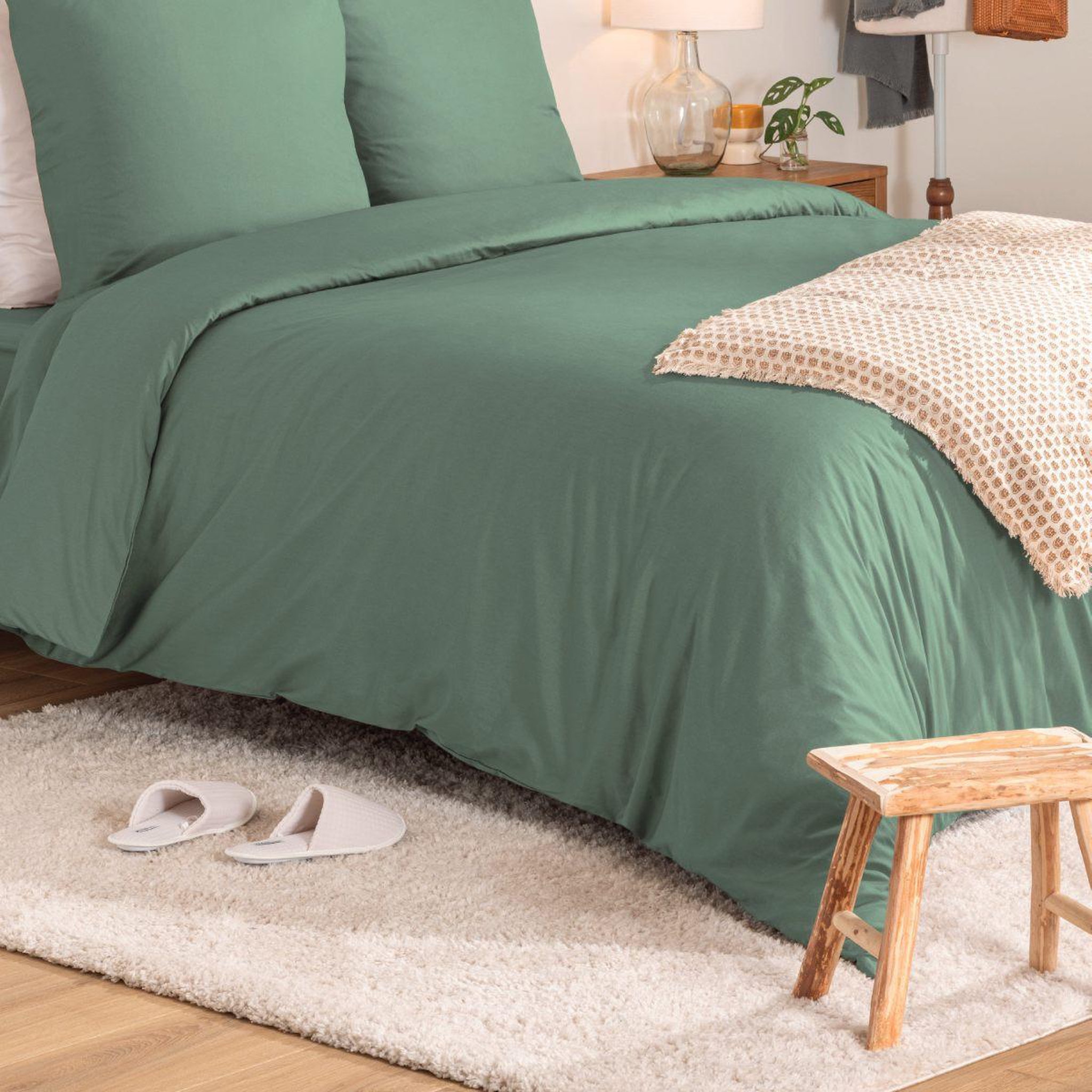 Voir la diapositive 4 : ATMOSPHERA Parure de lit 3 pièces  percale  240x220cm tilleul