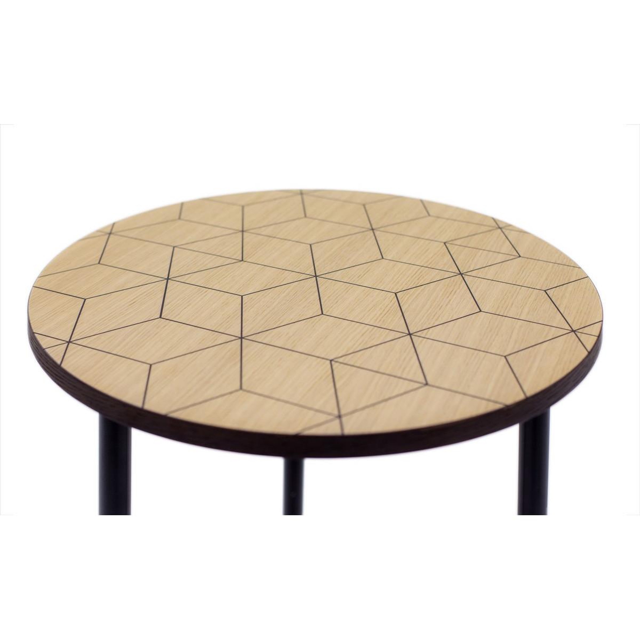 Voir la diapositive 2 : Paris Prix Table d'Appoint Design  Arty Triangles  50cm Chêne