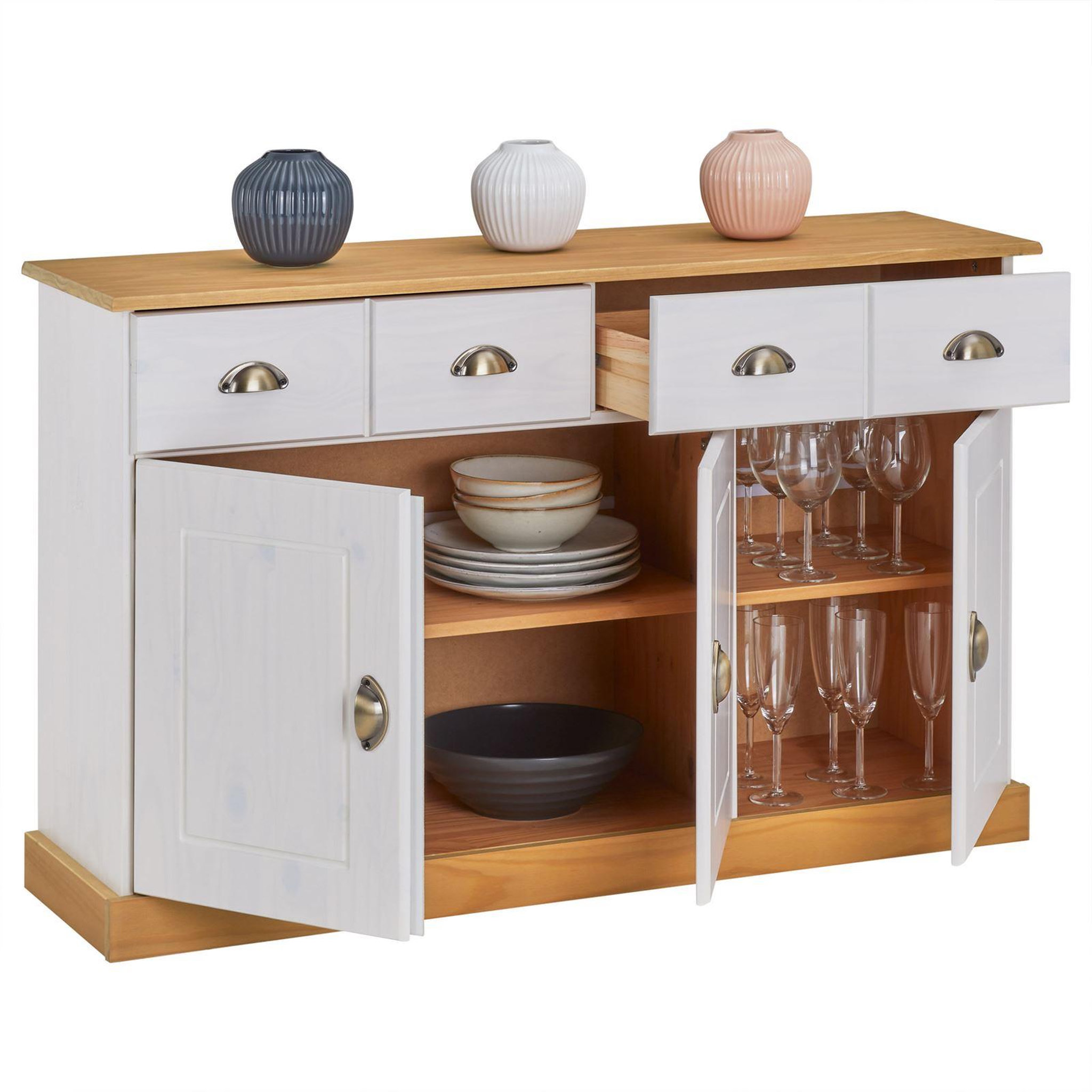 Voir la diapositive 3 : IDIMEX Buffet salon PARIS L116cm bois massif