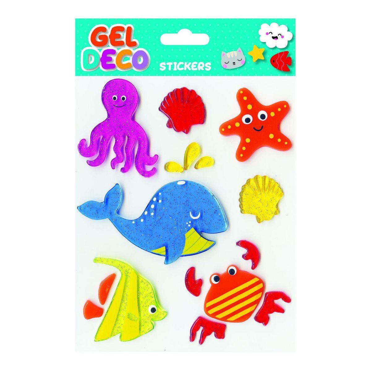 GLOBAL GIFT Décoration de fenêtre en gel - Le monde sous-marin - Paillettes