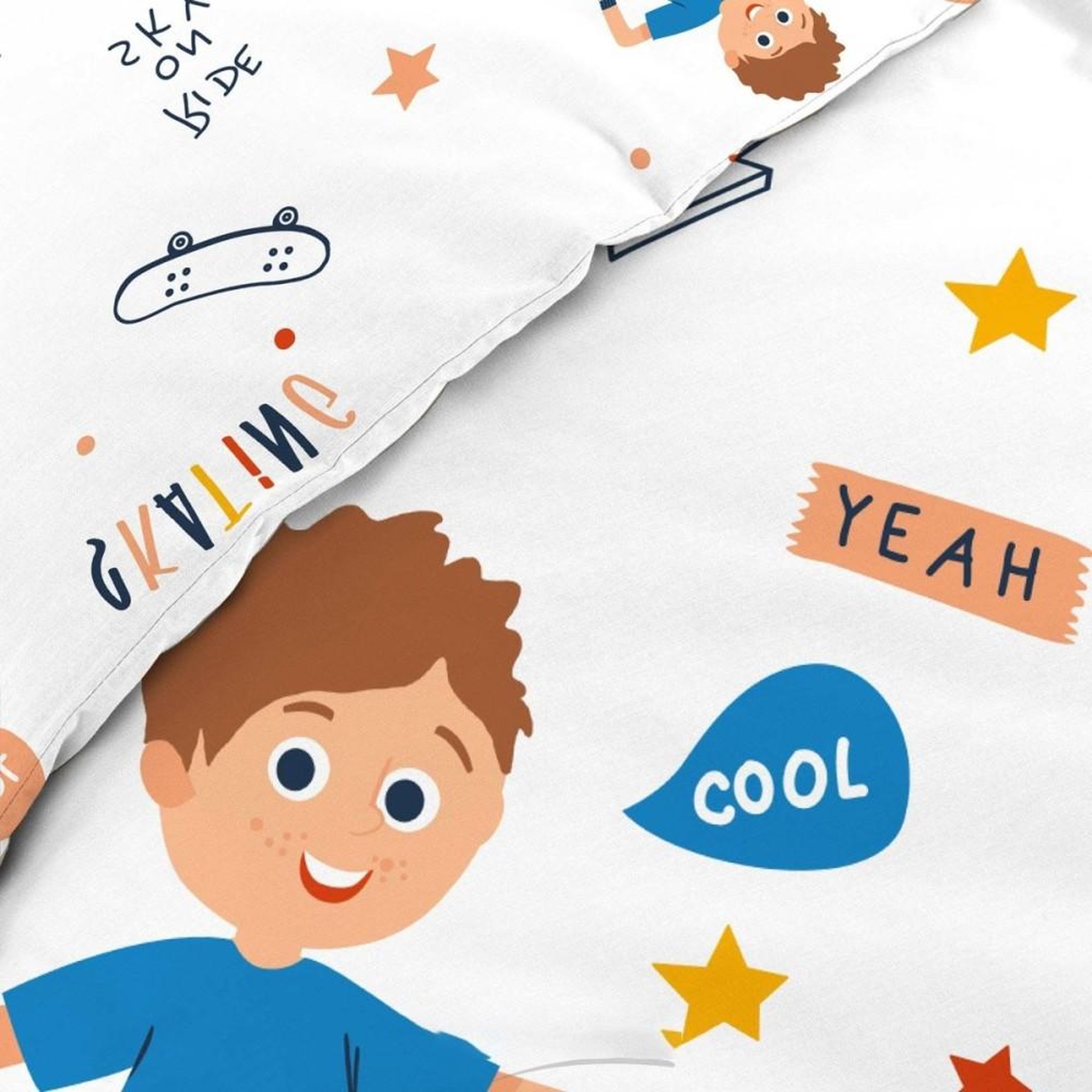 Voir la diapositive 3 : Douceur d'Intérieur Housse de couette enfant 140x200 Skateboy + 1 taie microfibre