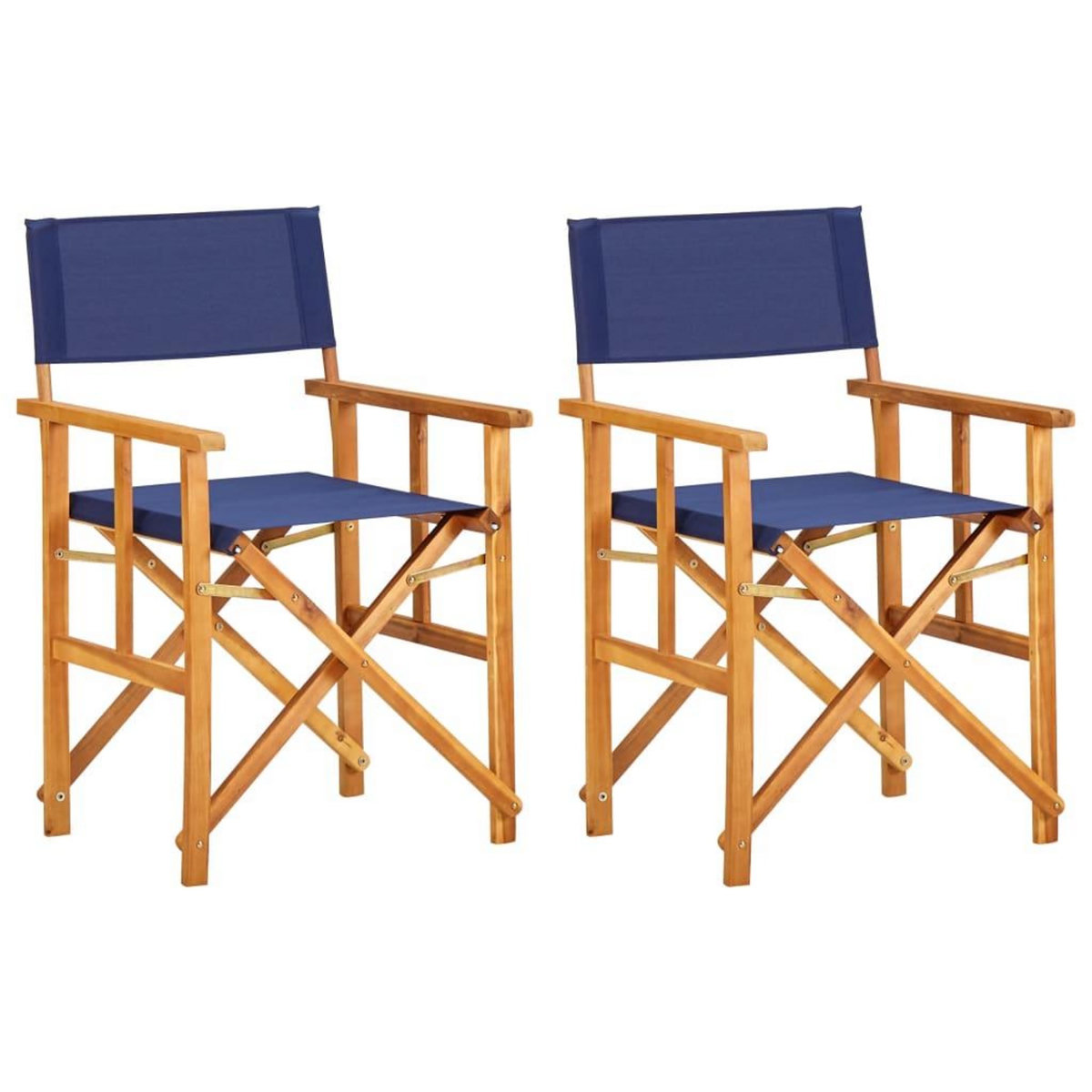 VIDAXL Chaises de metteur en scene lot de 2 Bois massif d'acacia bleu