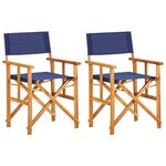 VIDAXL Chaises de metteur en scene lot de 2 Bois massif d'acacia bleu