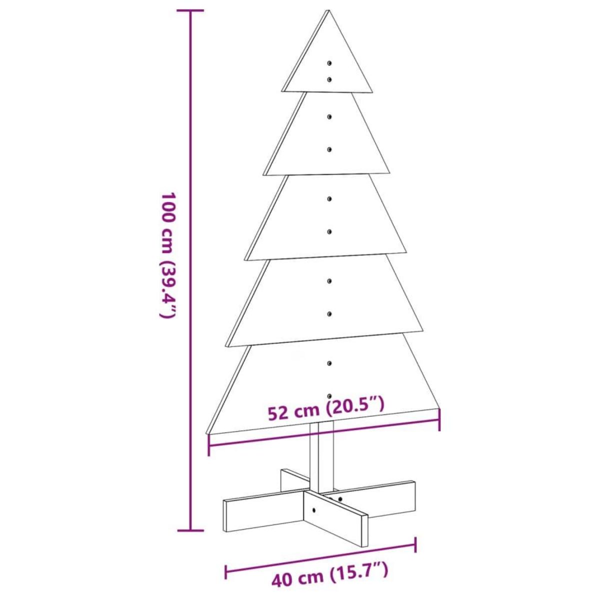 VIDAXL Arbre de Noël en bois pour decoration 100 cm bois massif de pin