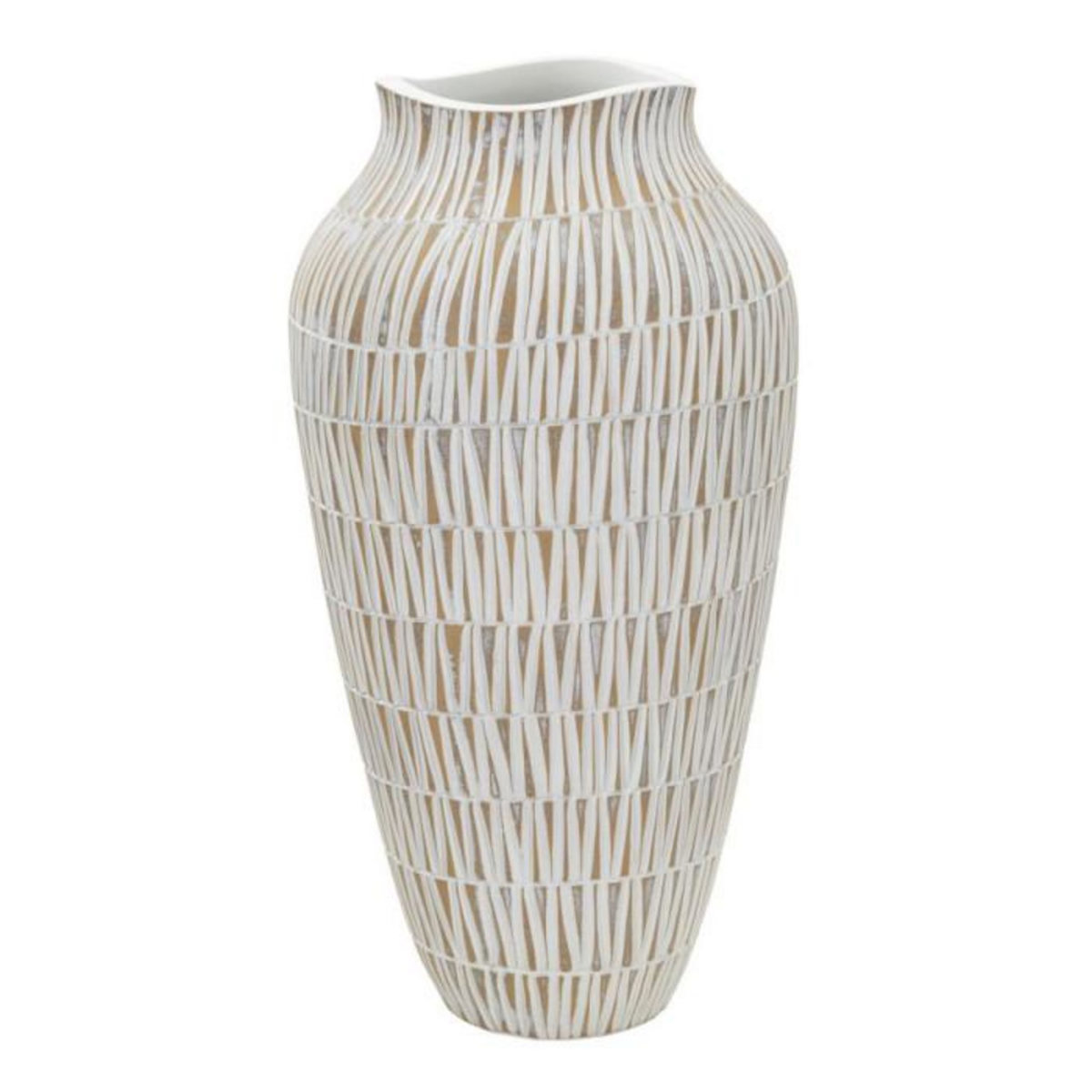 Paris Prix Vase Déco en Résine  Stiky  44cm Or & Blanc
