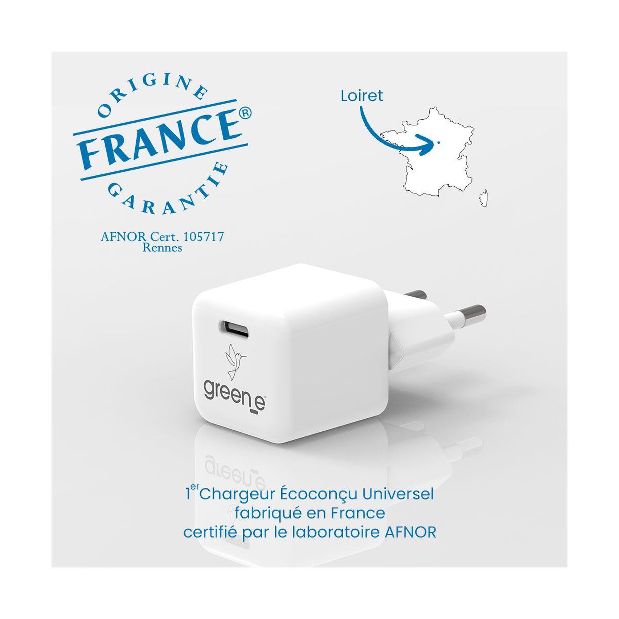 Voir la diapositive 2 : GREEN E Chargeur usb-c 30w blanc origine france garantie