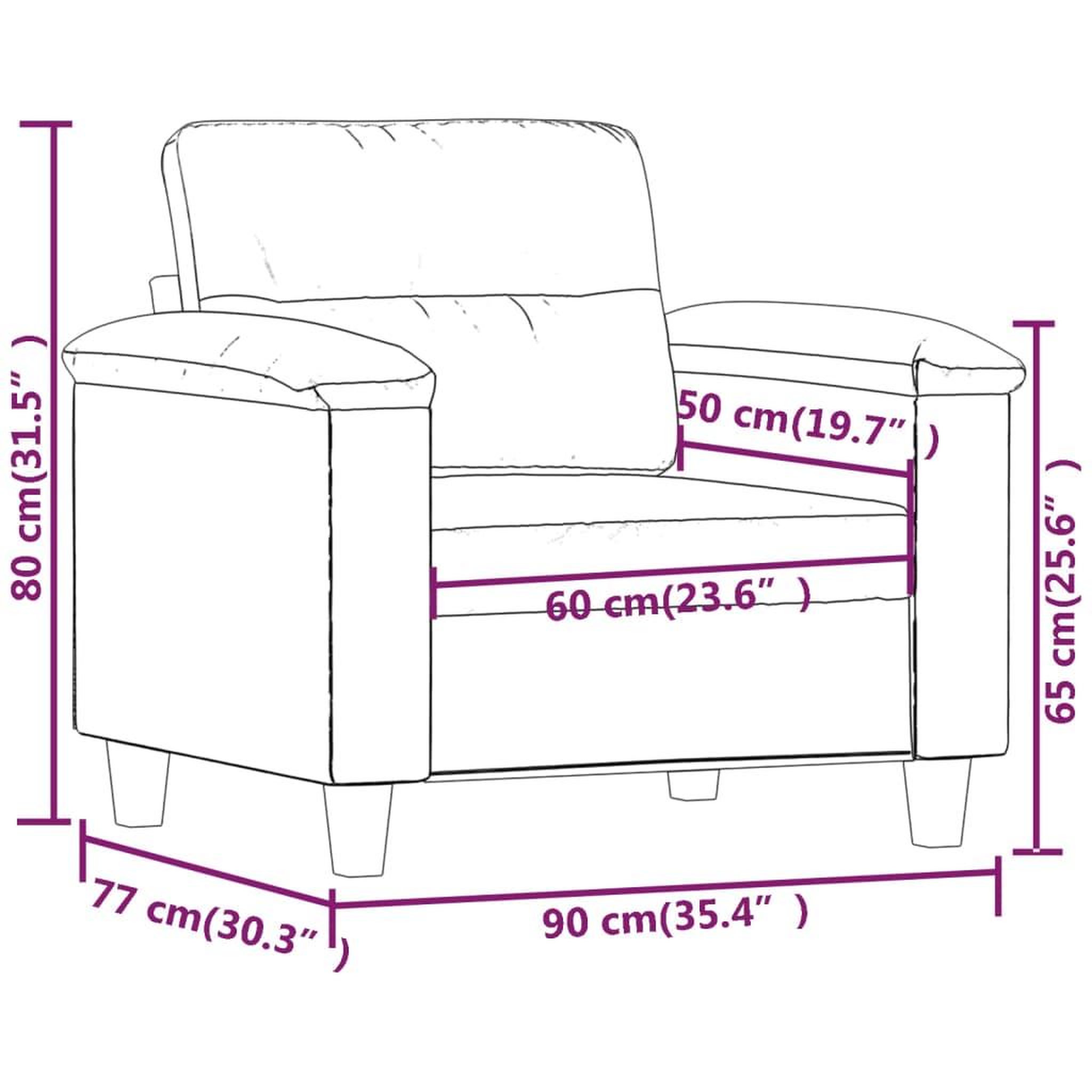 Voir la diapositive 6 : VIDAXL Chaise de canape creme 60 cm tissu microfibre