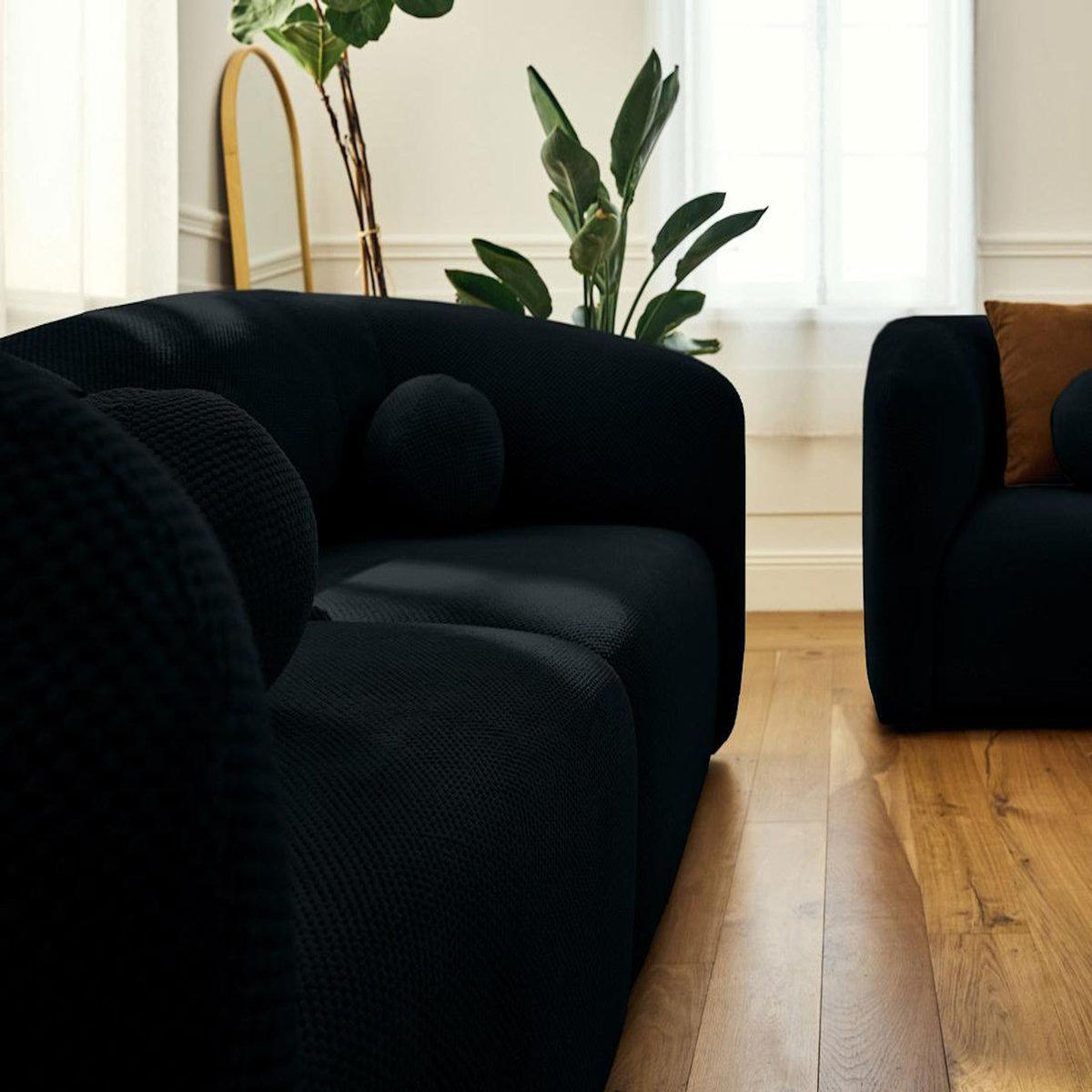 LISA DESIGN Charles - canapé droit 2 places en velours texturé