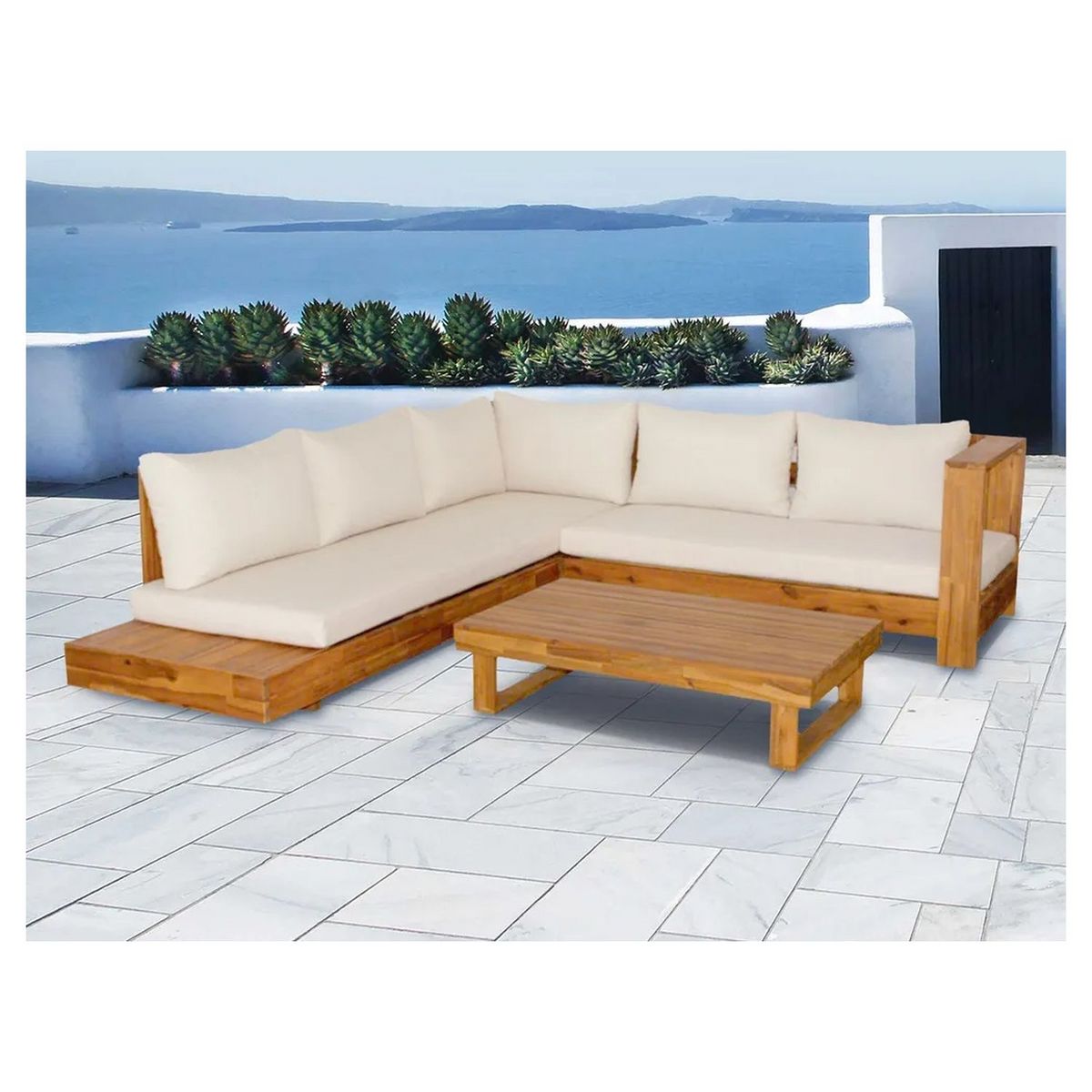 CIDDECO Salon bas de jardin en acacia FIDJI