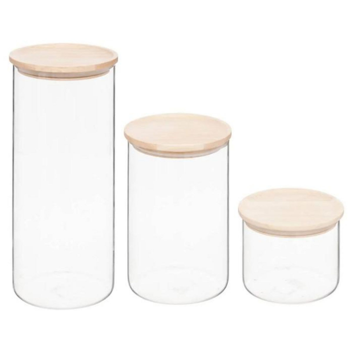FIVE Lot de 3 Bocaux en Verre  Hermet  2,8L Transparent & Naturel
