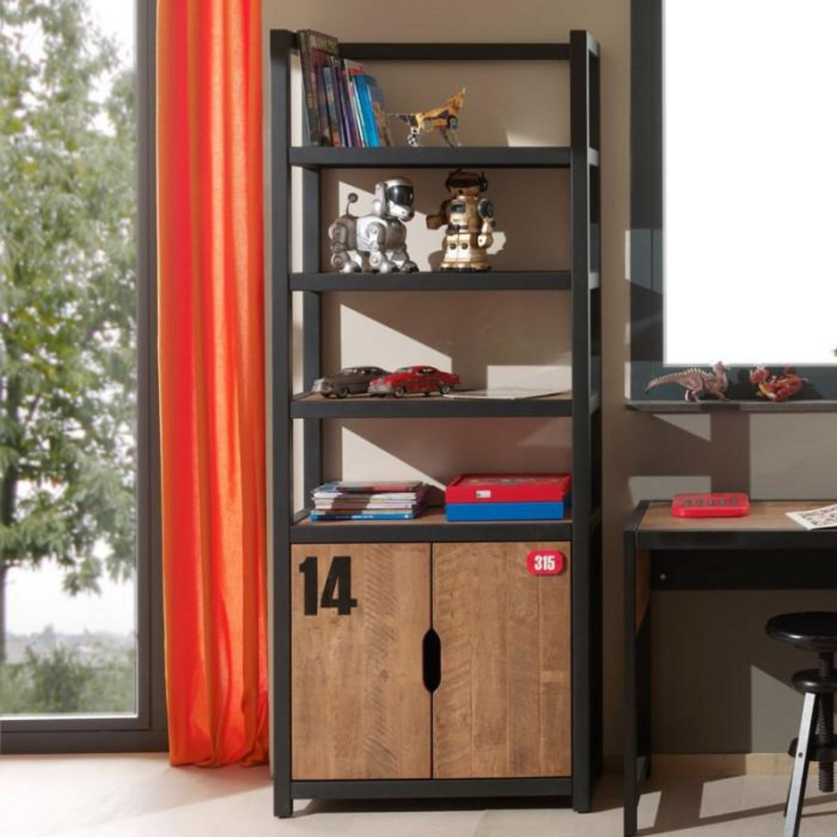 Paris Prix Bibliothèque Enfant  Alex  200cm Marron & Noir