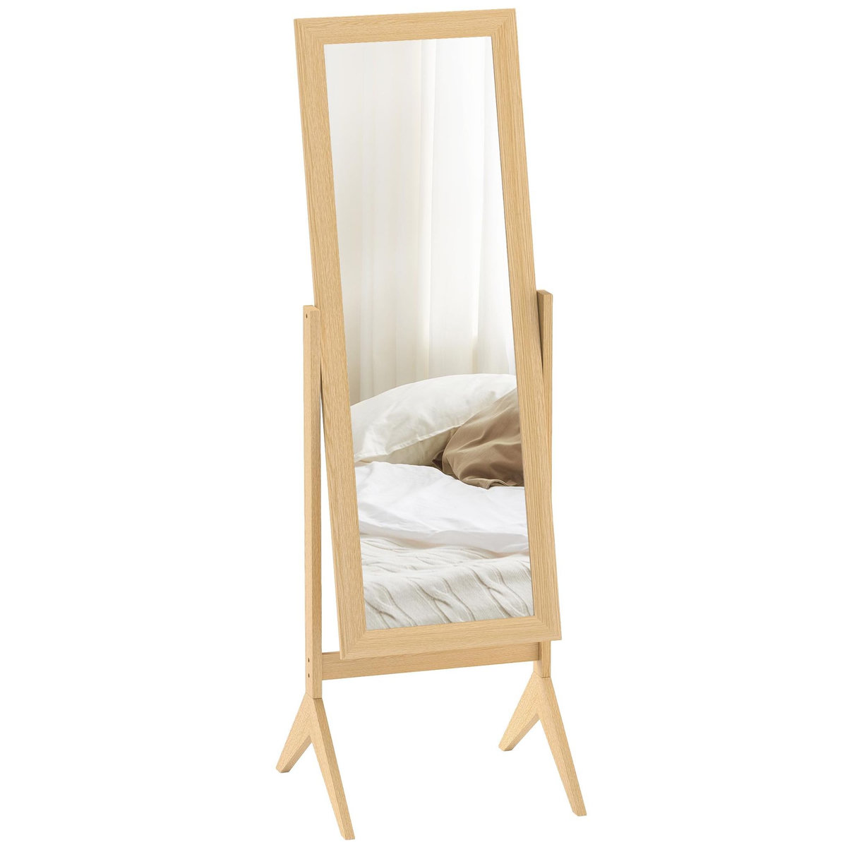 HOMCOM Miroir à pied inclinaison réglable dim. 47L x 46l x 148H cm MDF