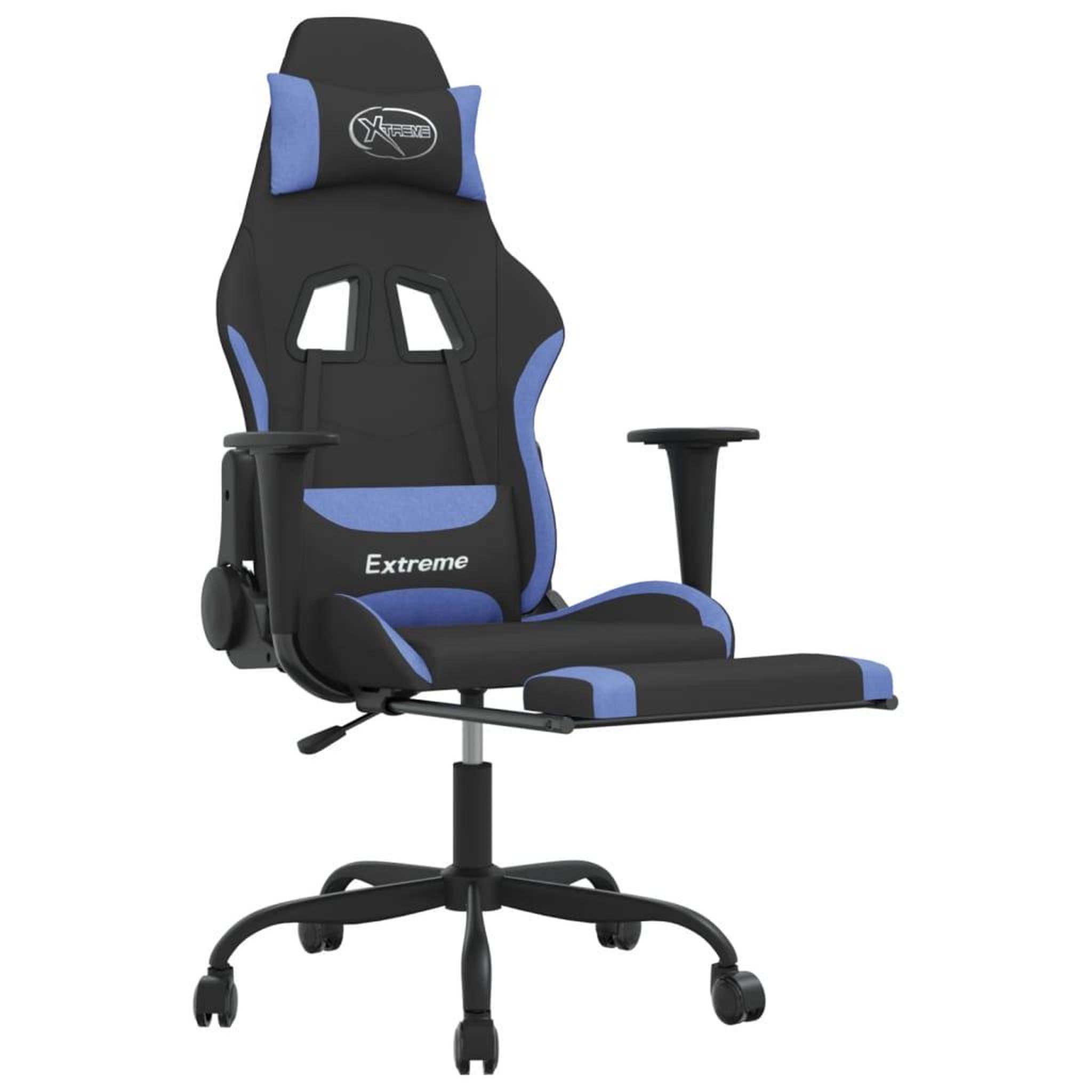 Voir la diapositive 4 : VIDAXL Chaise de jeu de massage avec repose-pied Noir et bleu Tissu