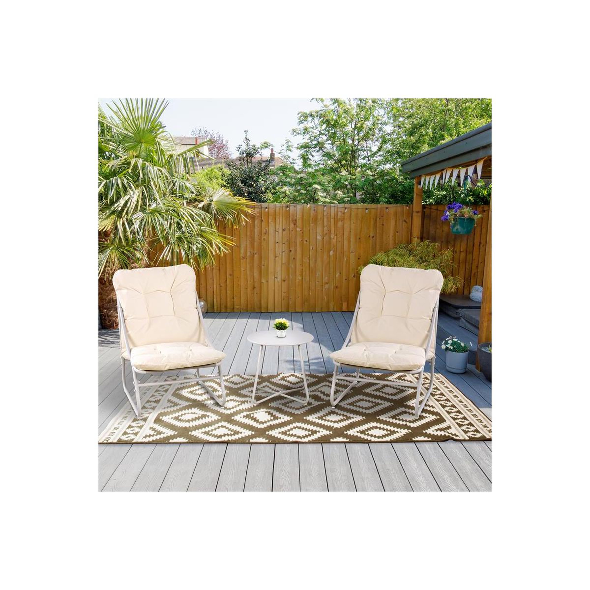 Voir la diapositive 6 : The Home Deco Factory Salon de jardin 2 places  texas  85cm beige