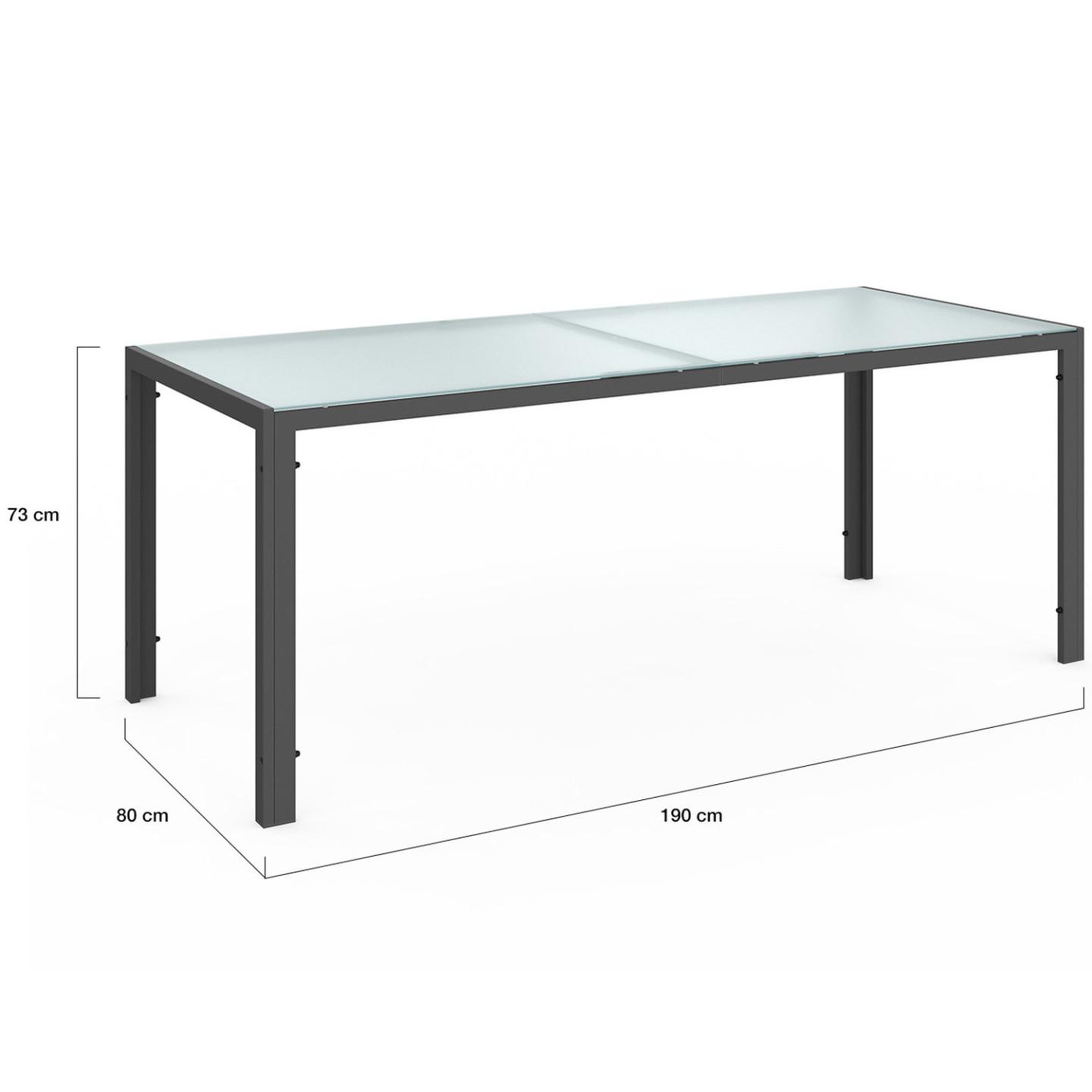 Voir la diapositive 5 : ID MARKET Salon de jardin madrid table 190 cm et 8 chaises empilables gris anthracite plateau transparent
