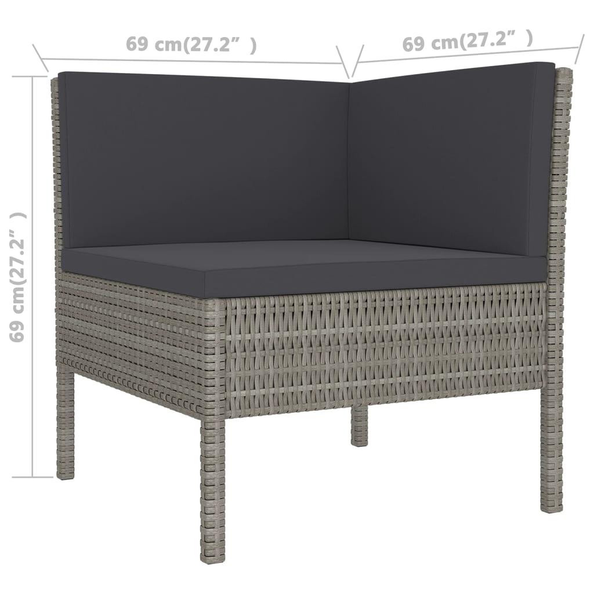 Voir la diapositive 6 : VIDAXL Salon de jardin 9 pcs avec coussins Resine tressee Gris